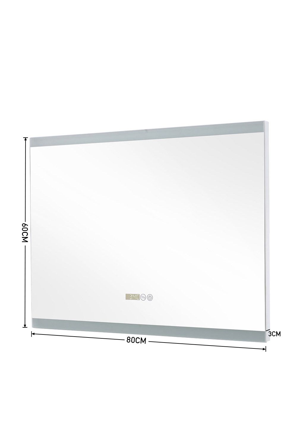 Living and Home Rectangular Frameless Anti-Fog LED Vanity Mirror with Clock image 6