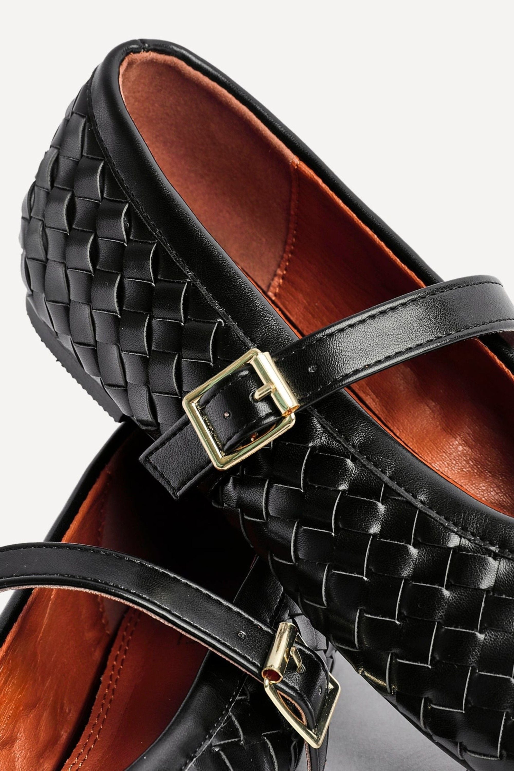 Linzi Daily Black Faux Leather Woven Mary Jane Pump image 5