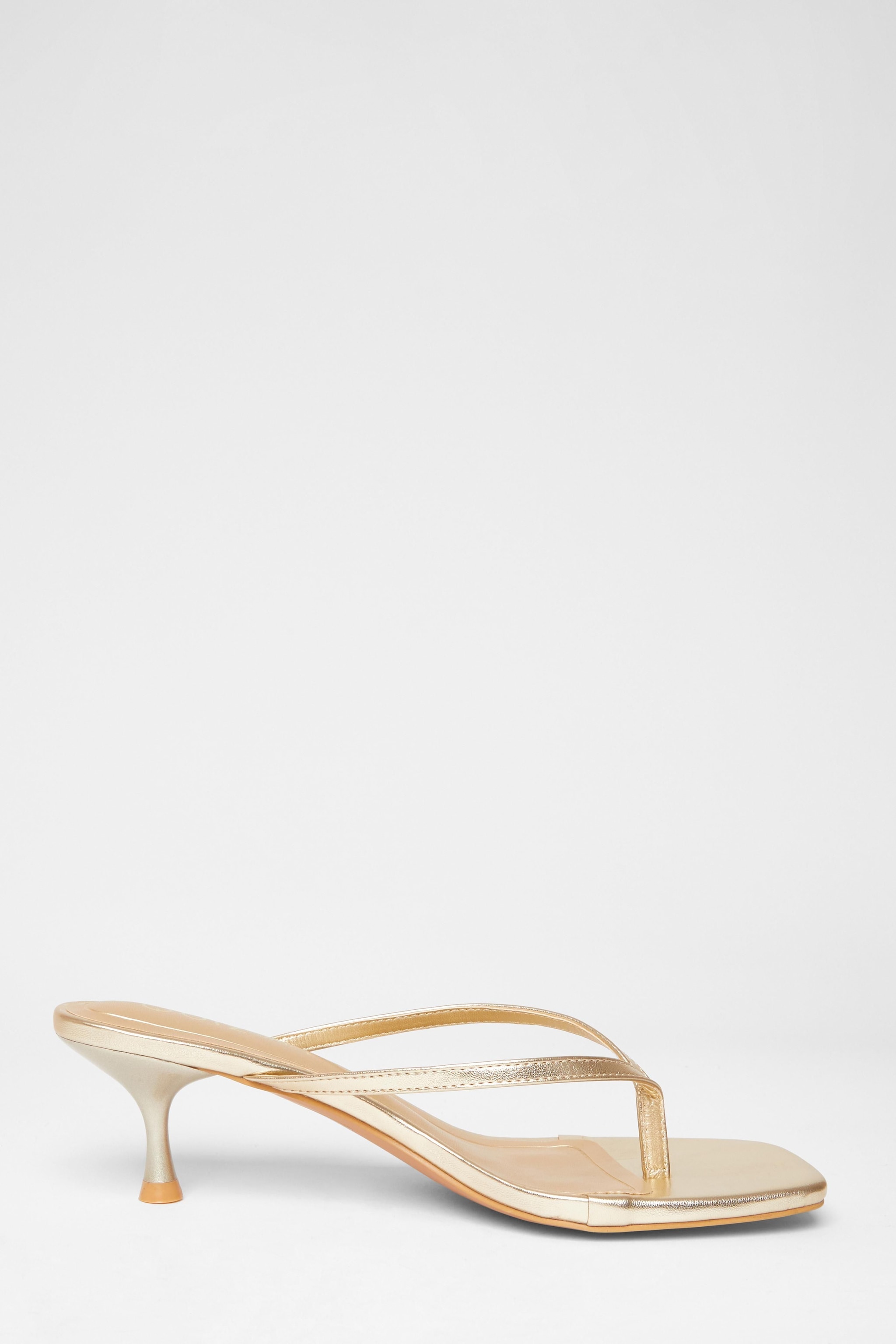 Quiz Gold Wide Fit Toe Post Heels image 5
