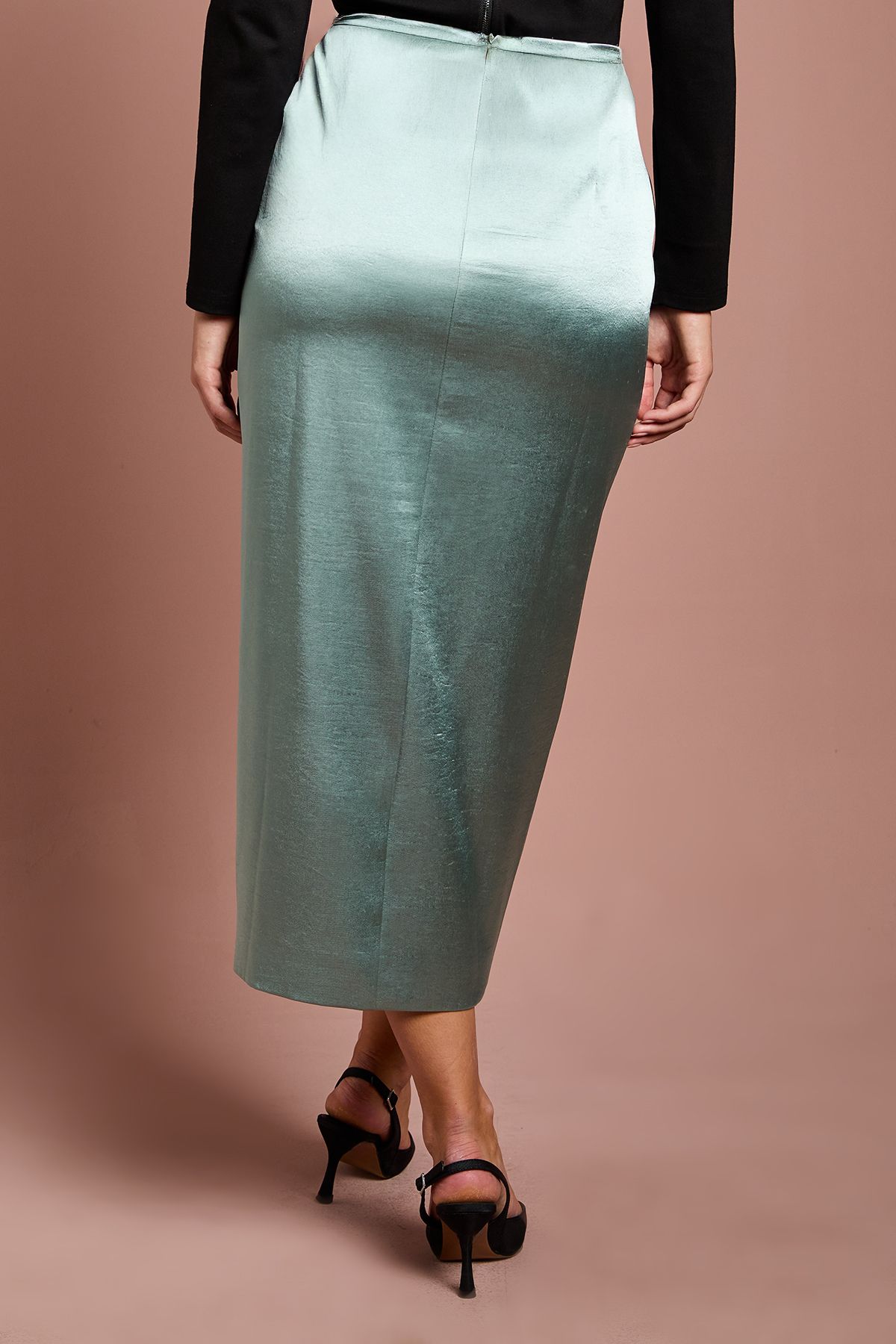 Coast Satin Wrap Midi Skirt Green image 4
