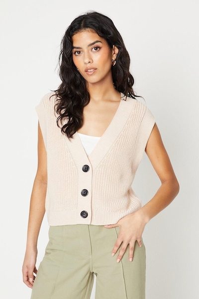 Oasis Petite Fisherman Rib Sweater Vest Ivory