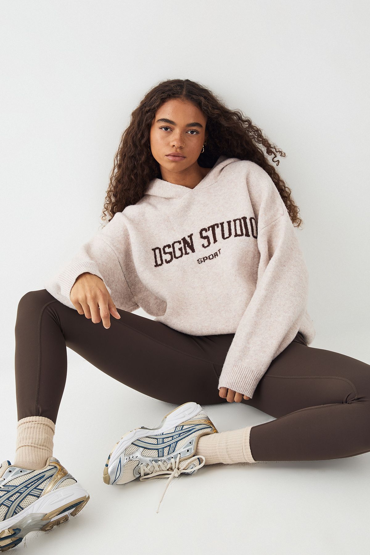 DSGN Studio DSGN Studio Knitted Oversized Hoodie Cream image 1