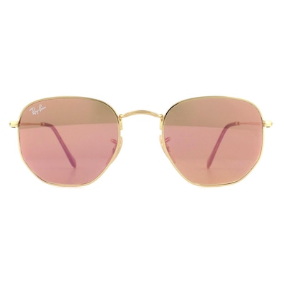Ray-Ban Square Gold Copper Flash Mirror RB3548N Hexagonal