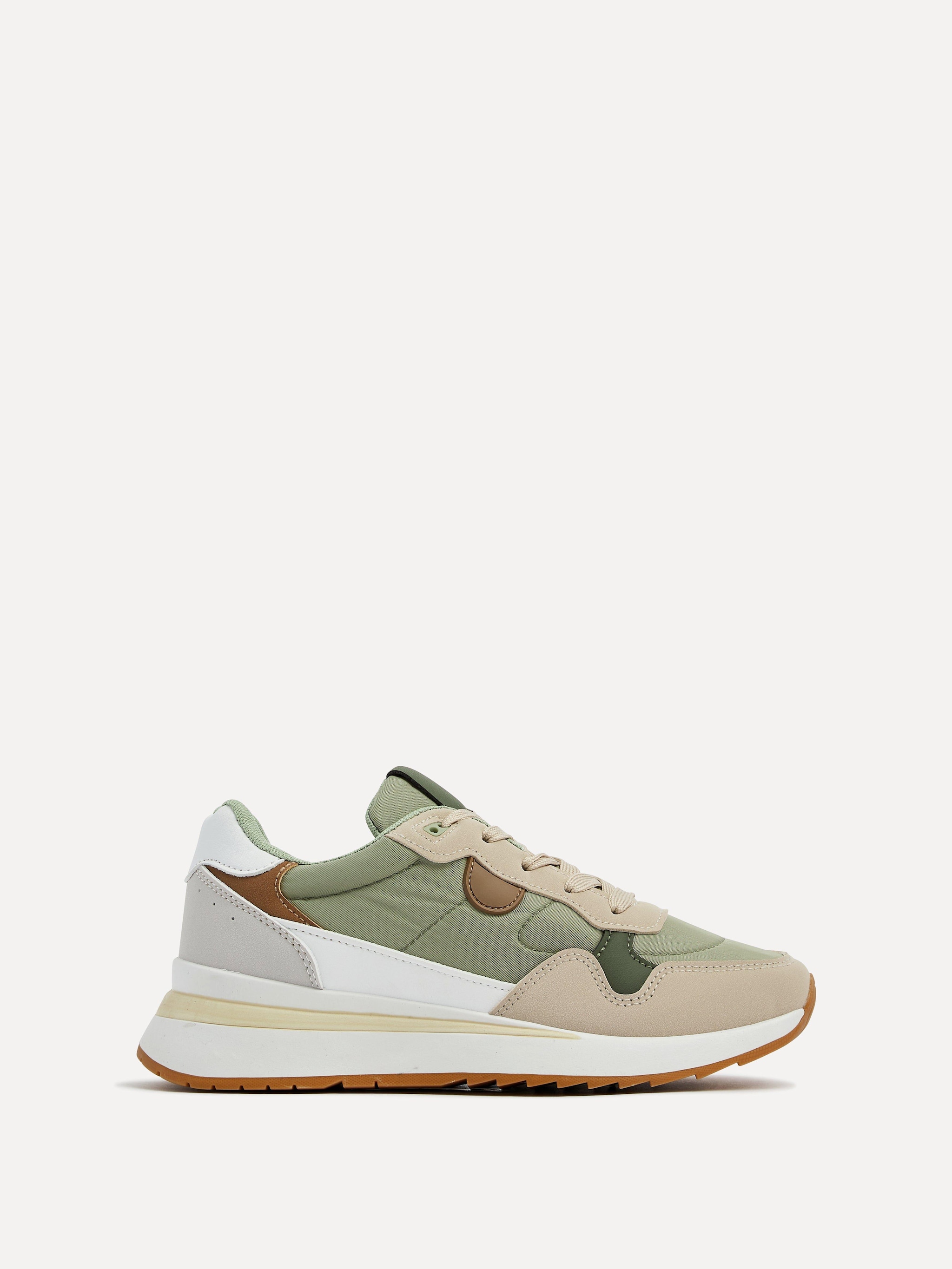 Linzi Clapham Khaki Two-Tone Wedged Trainer image 1