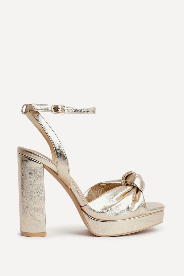 Linzi Ruba Gold Faux Leather Platform Heel