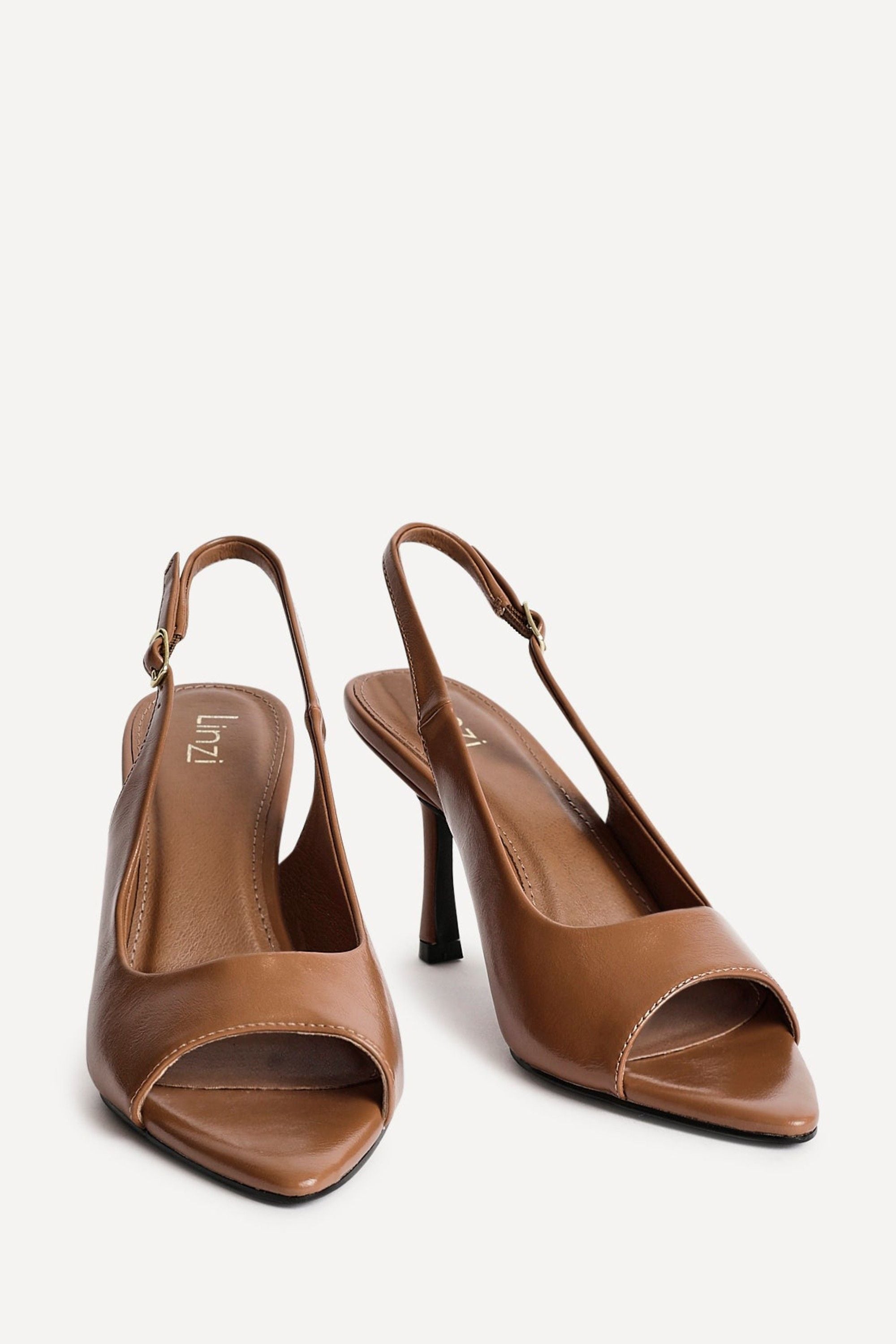 Linzi Tokyo Camel Faux Leather Peep Toe Heels image 3