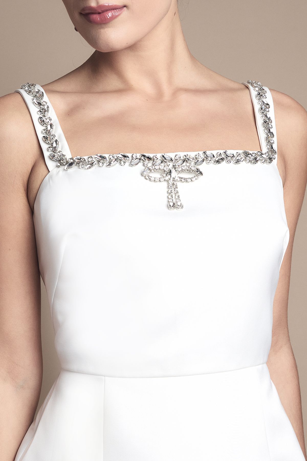 Coast Diamante Bow Trim Mini Wedding Dress Ivory image 5