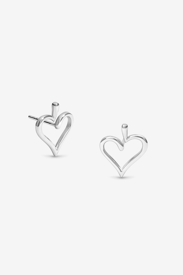 Simply Silver Sterling Silver 925 Polished Open Heart Stud Earrings