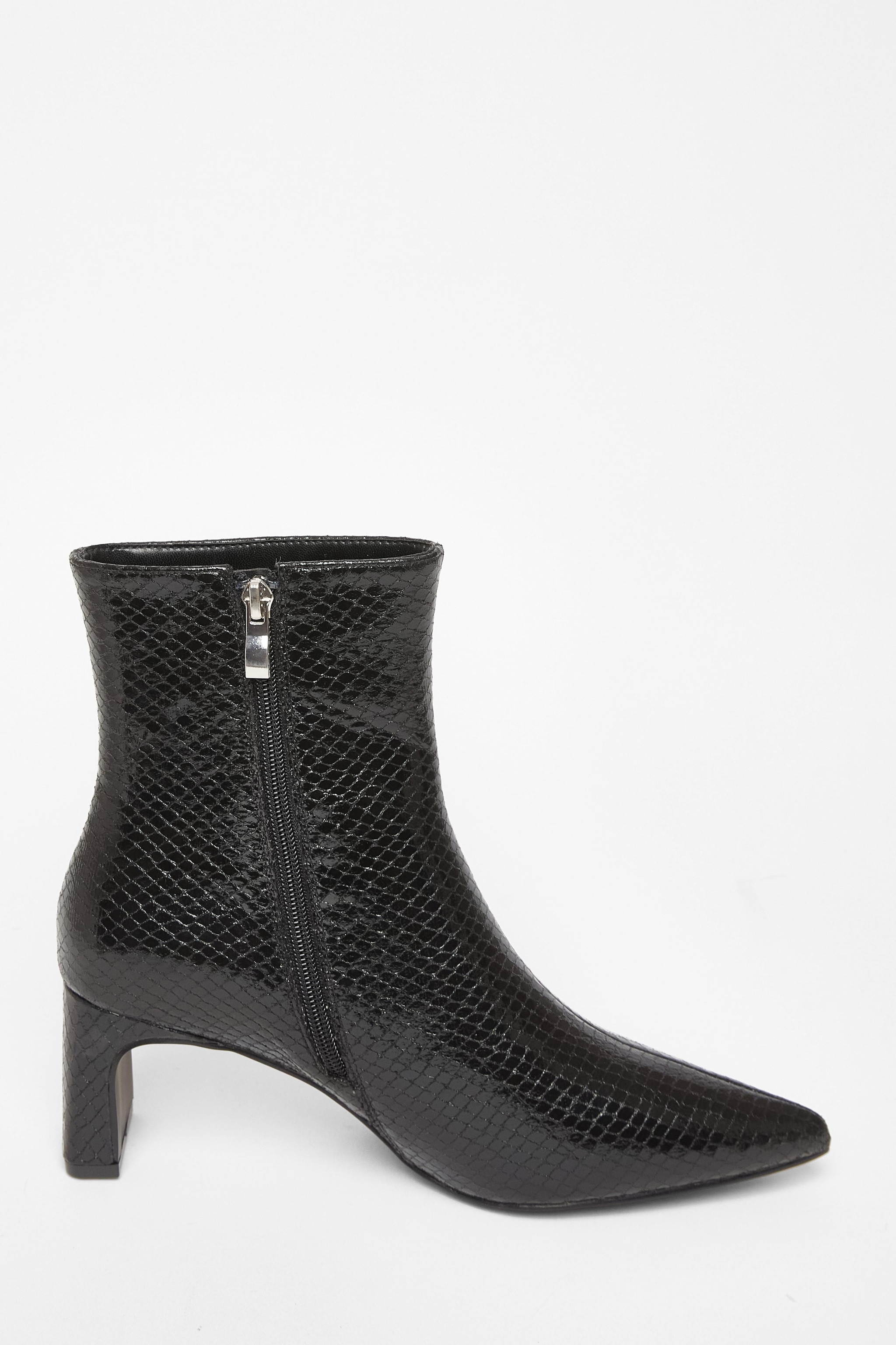 Quiz Black Snake Print Ankle Boots image 5