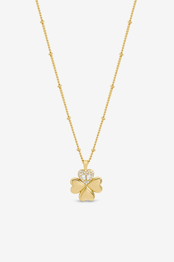 Inicio Gold Plated and Crystal Clover Pendant - Gift Pouch