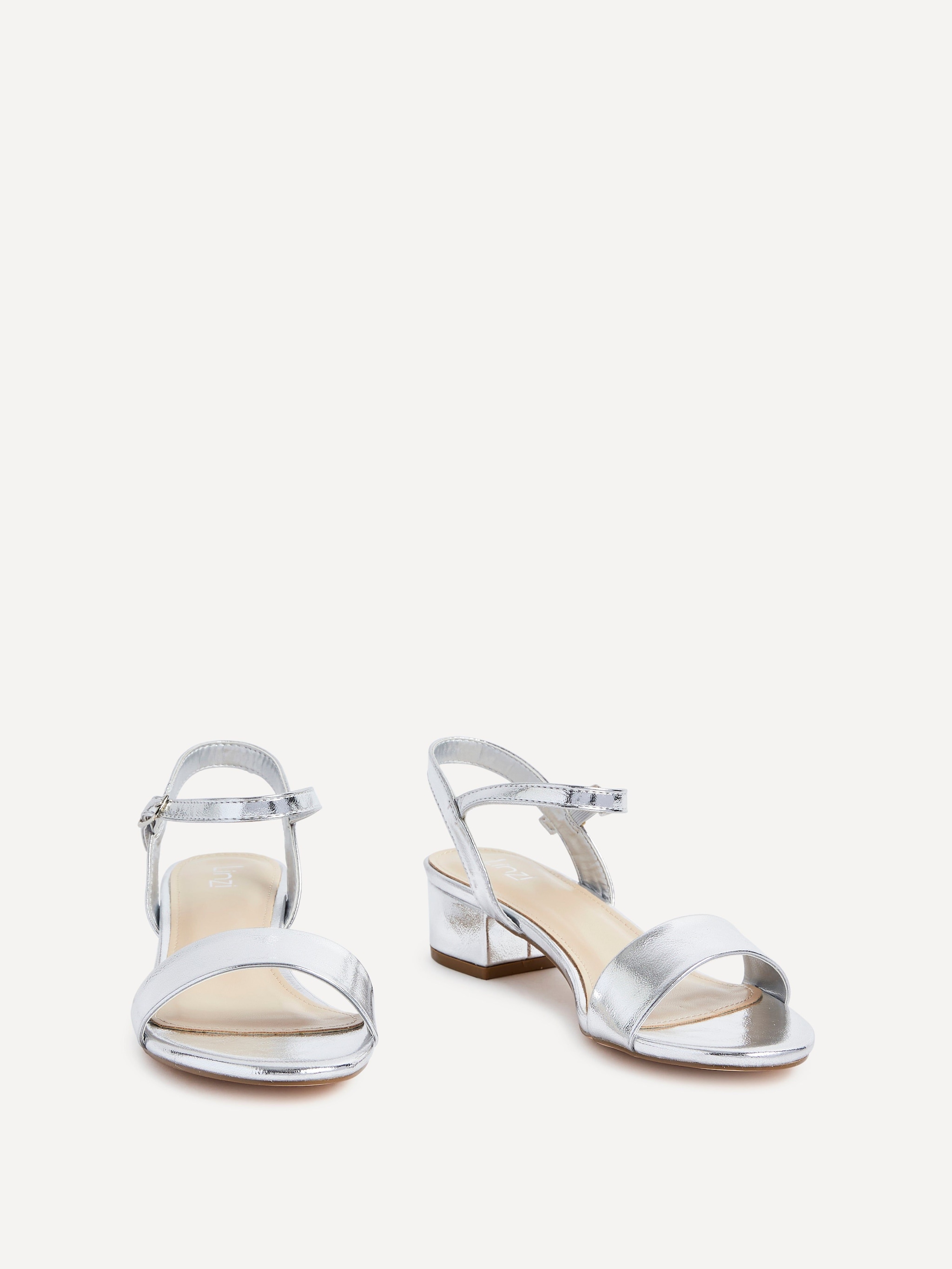 Linzi Kezzi Silver Faux Leather Barely There Low Block Heeled Sandal image 3