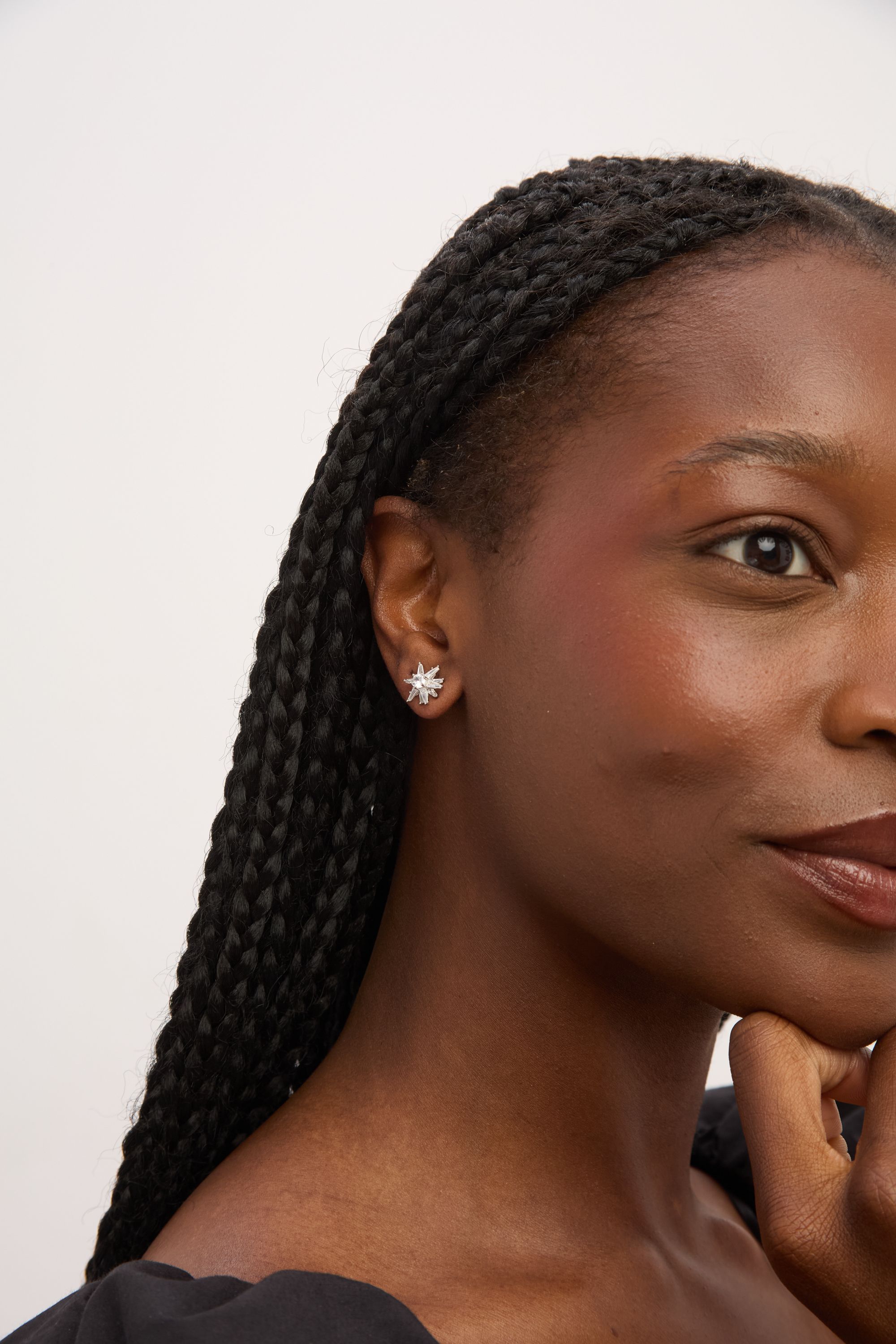 Jon Richard Silver Plated Cubic Zirconia Celestial Star Stud Earrings image 2