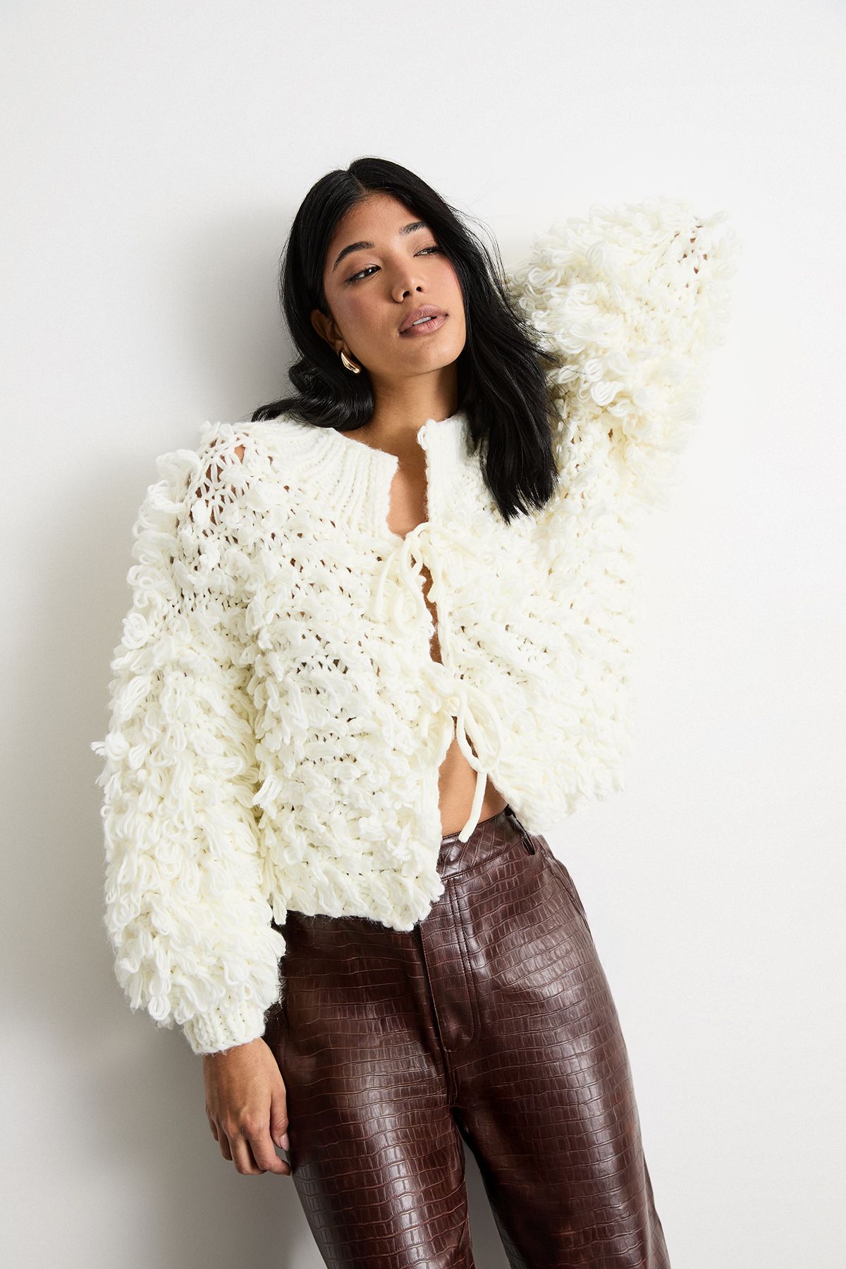 Warehouse Fringe Loop Bomber Cream image 1