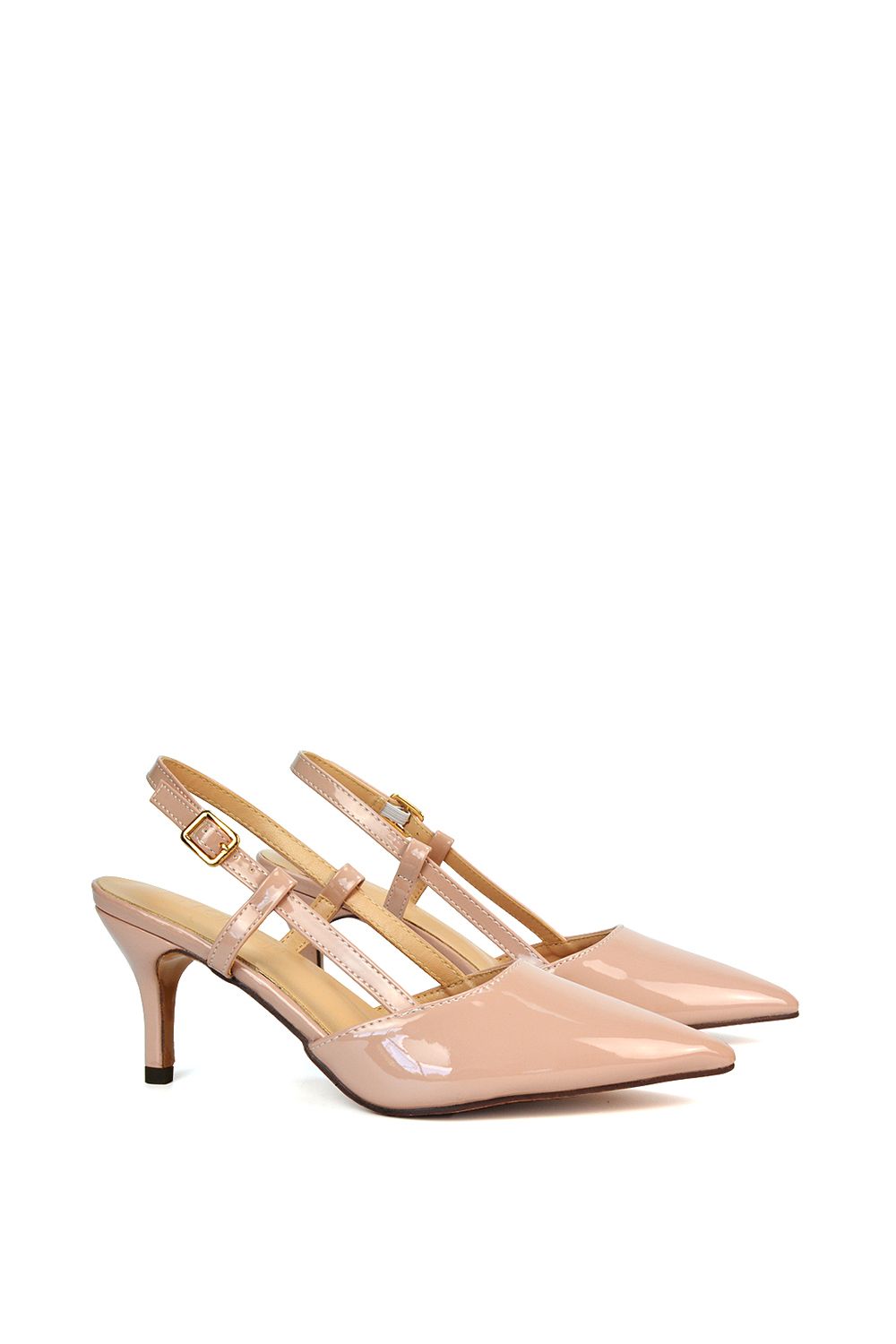 XY London 'Karla' Mid Heel Stilettos Pointed Toe Slingback Court Shoes image 3