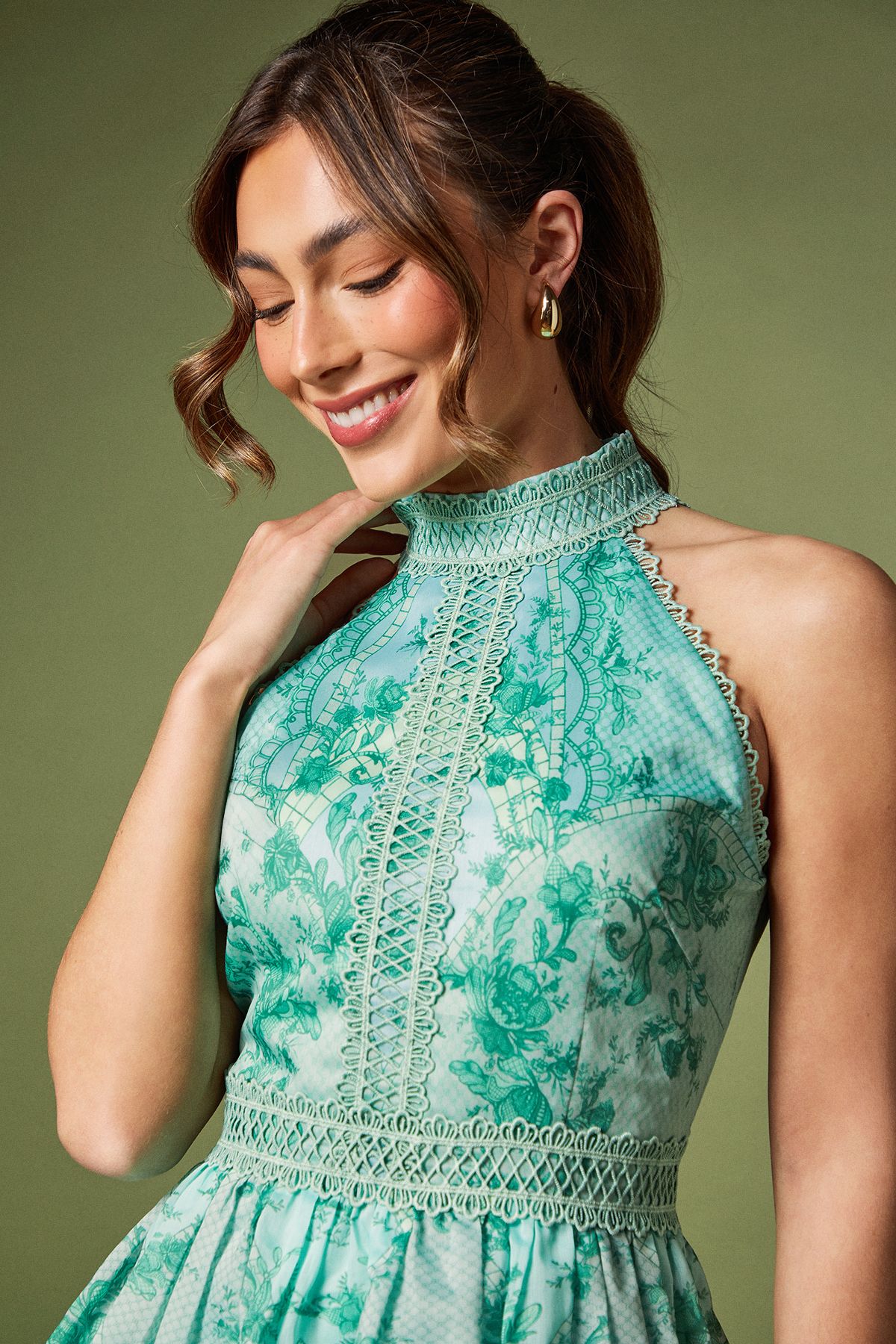 Coast Tiered Hem Halter Neck Maxi Holiday Dress Mint image 4