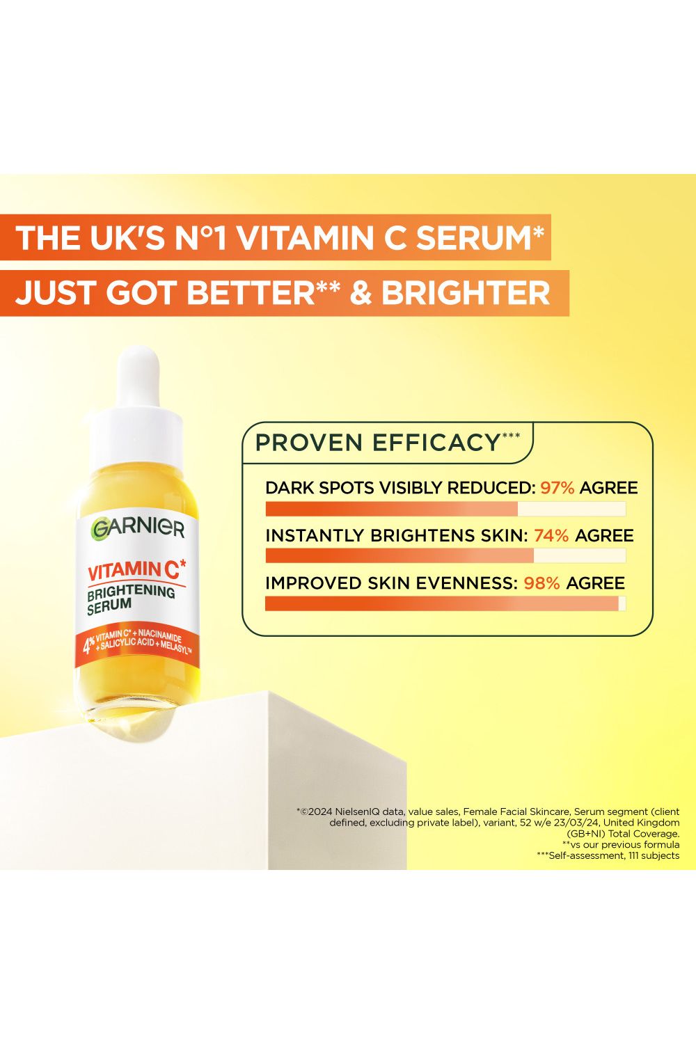 Garnier 3.5% Vitamin C, Niacinamide, Salicylic Acid, Brightening and Anti Dark Spot Serum Multi image 2