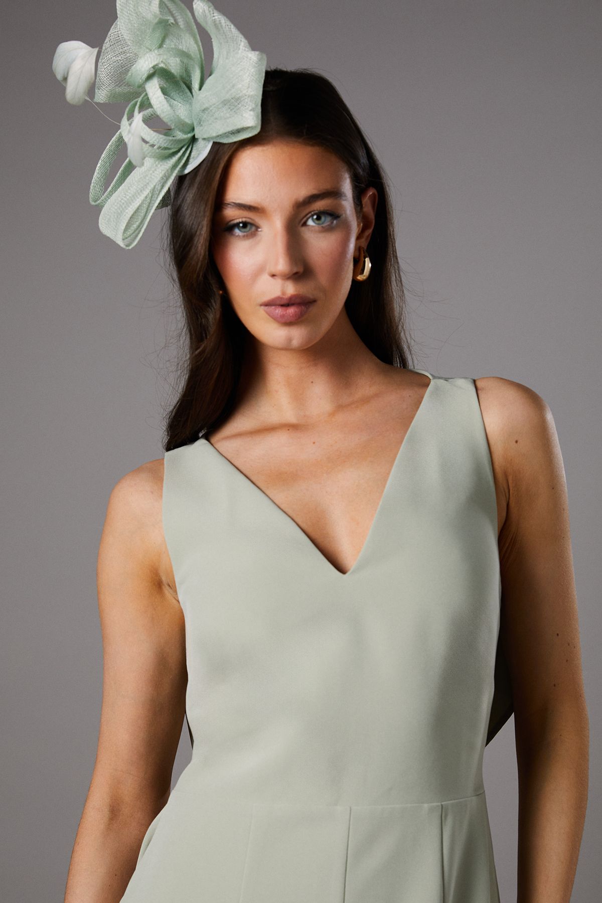Coast V Neck Crepe Column Midi Dress Sage image 3