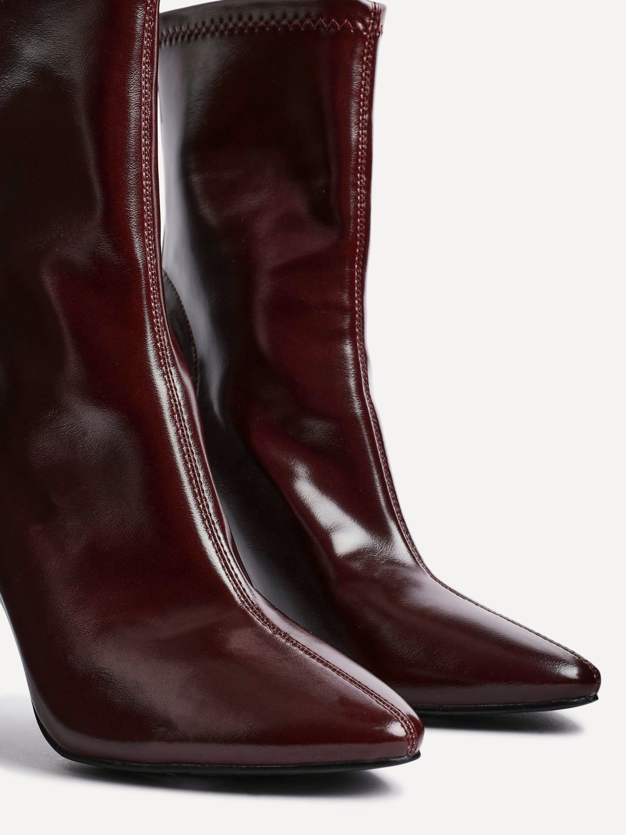 Linzi West Burgundy Faux Leather Pointed Stretch Heeled Ankle Boot image 4