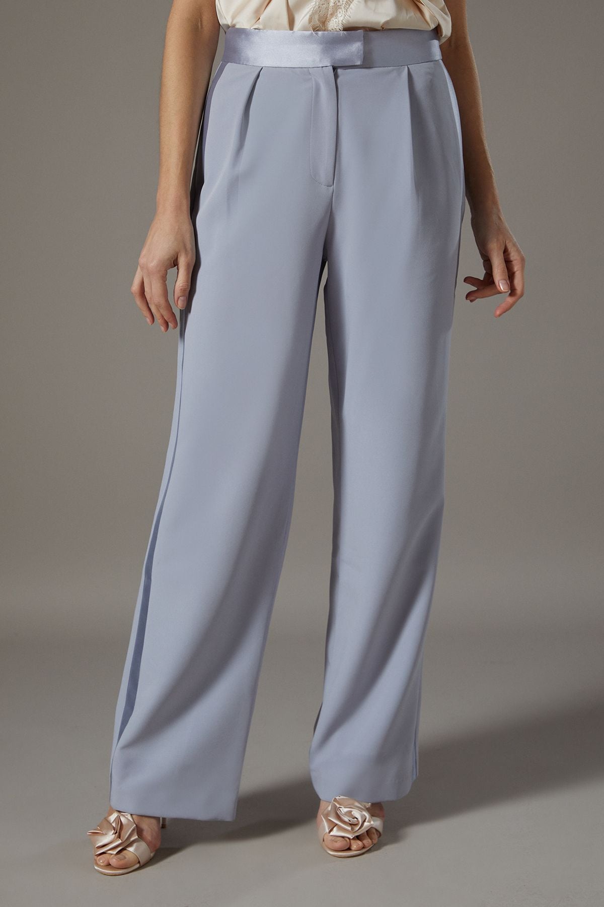 Coast Satin Twill Panel Trouser Grey Blue image 2