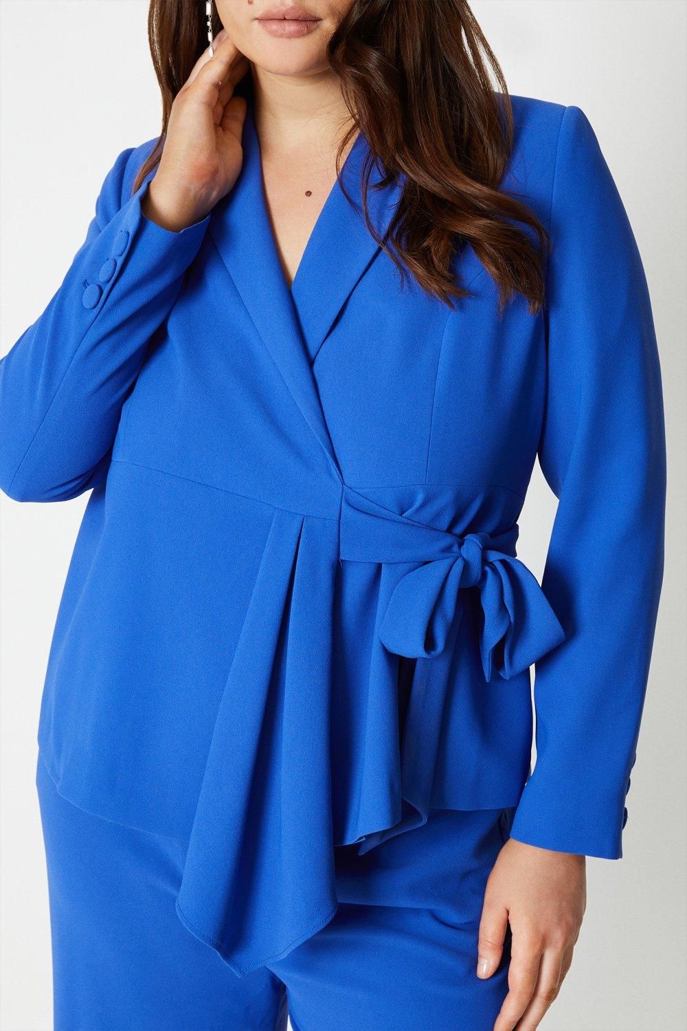 Coast Plus Size Waterfall Drape Wrap Blazer Blue image 4
