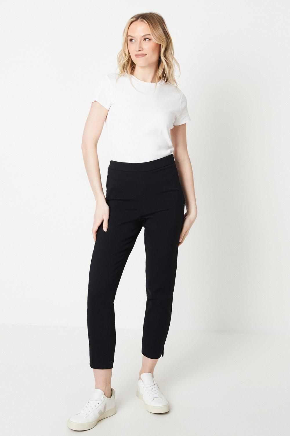 Oasis Side Zip Detail Cropped Trousers Black image 4