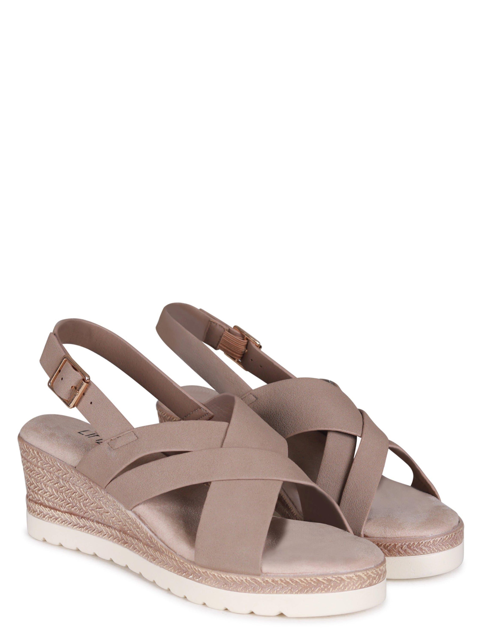Linzi Myla Taupe Faux Nubuck Slingback Wedge image 3