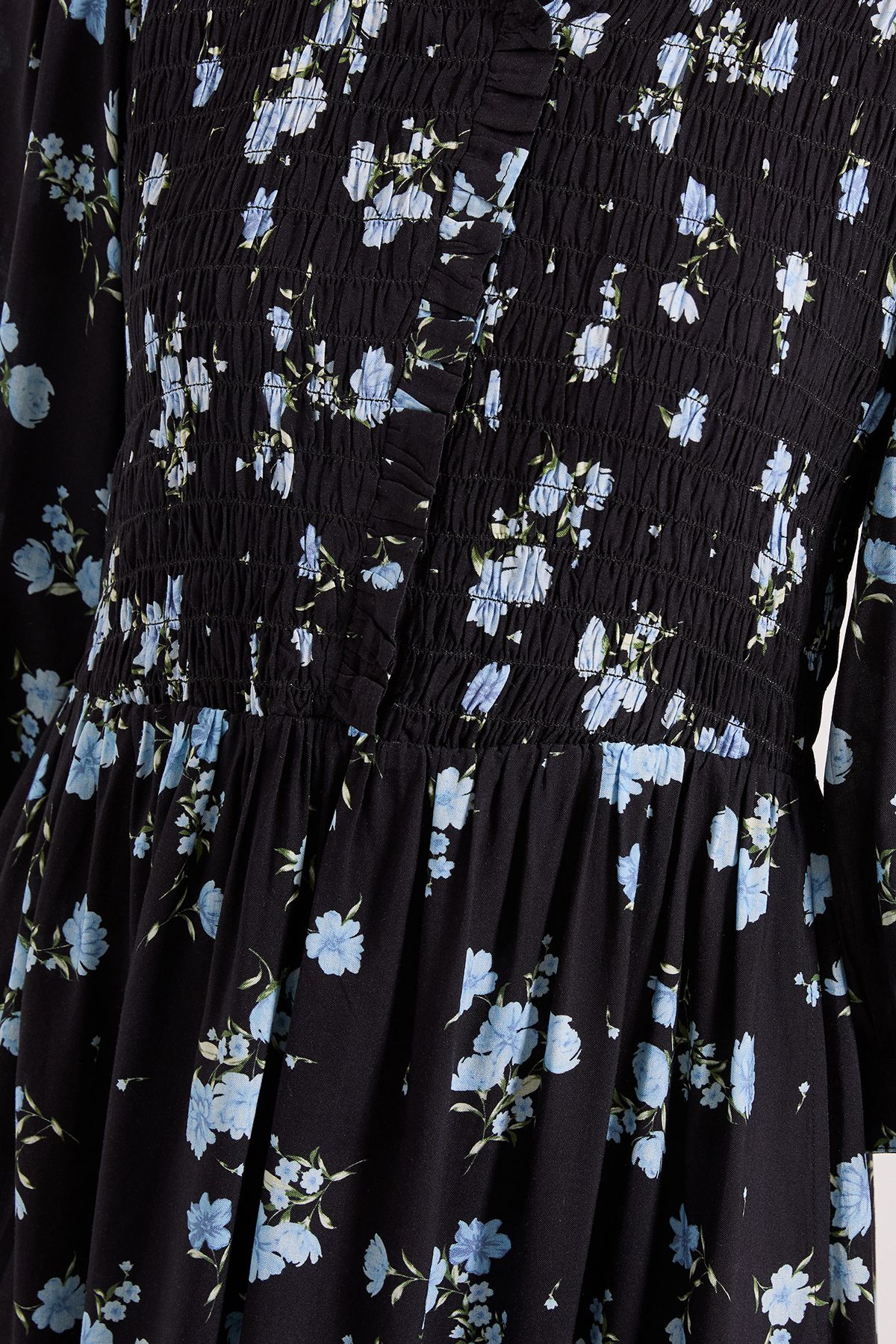 Dorothy Perkins Floral Shirred Bodice Button Detail Midi Dress Floral image 5