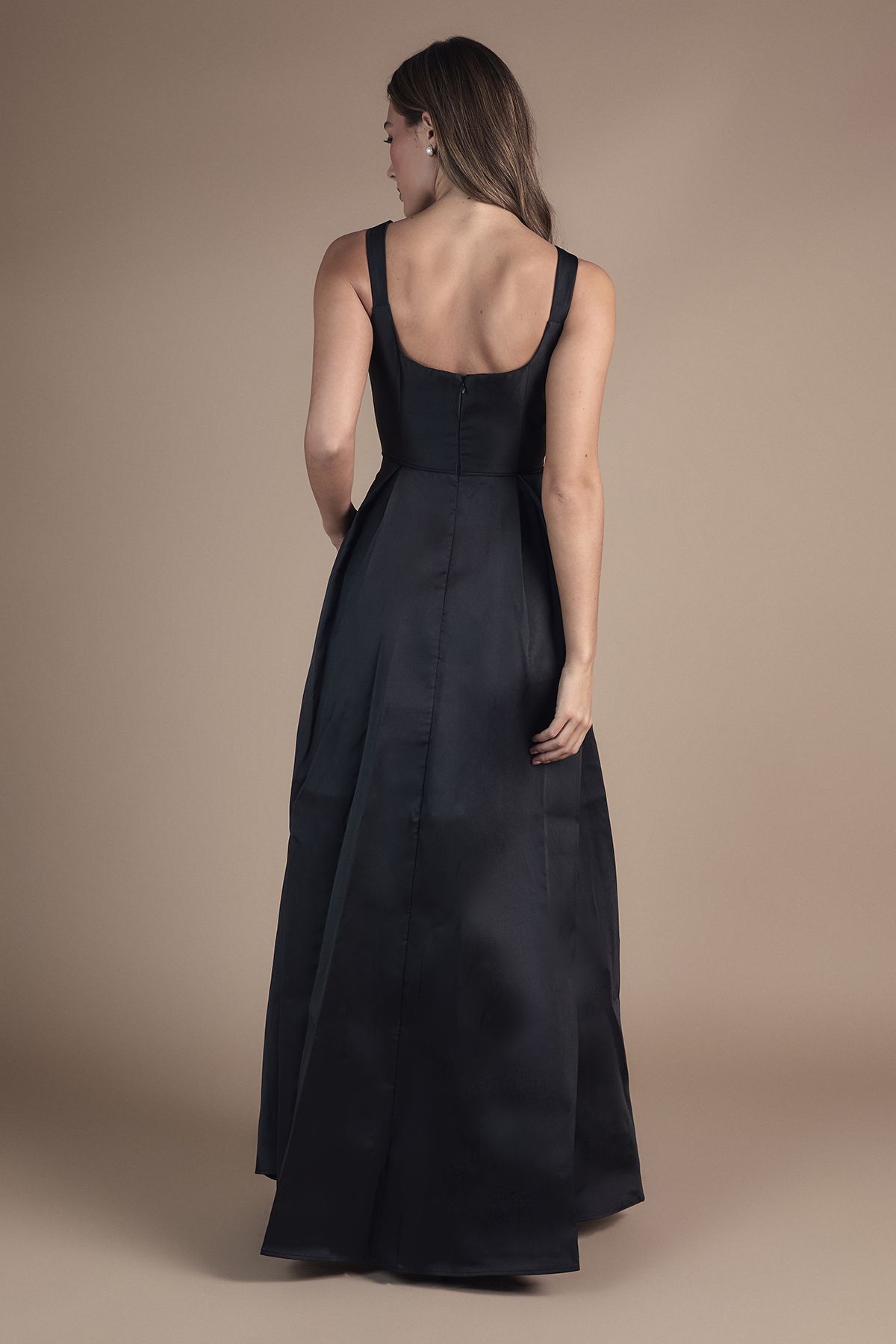 Coast Scoop Neck Full Skirted Twill Bridesmaid Dress Black image 3