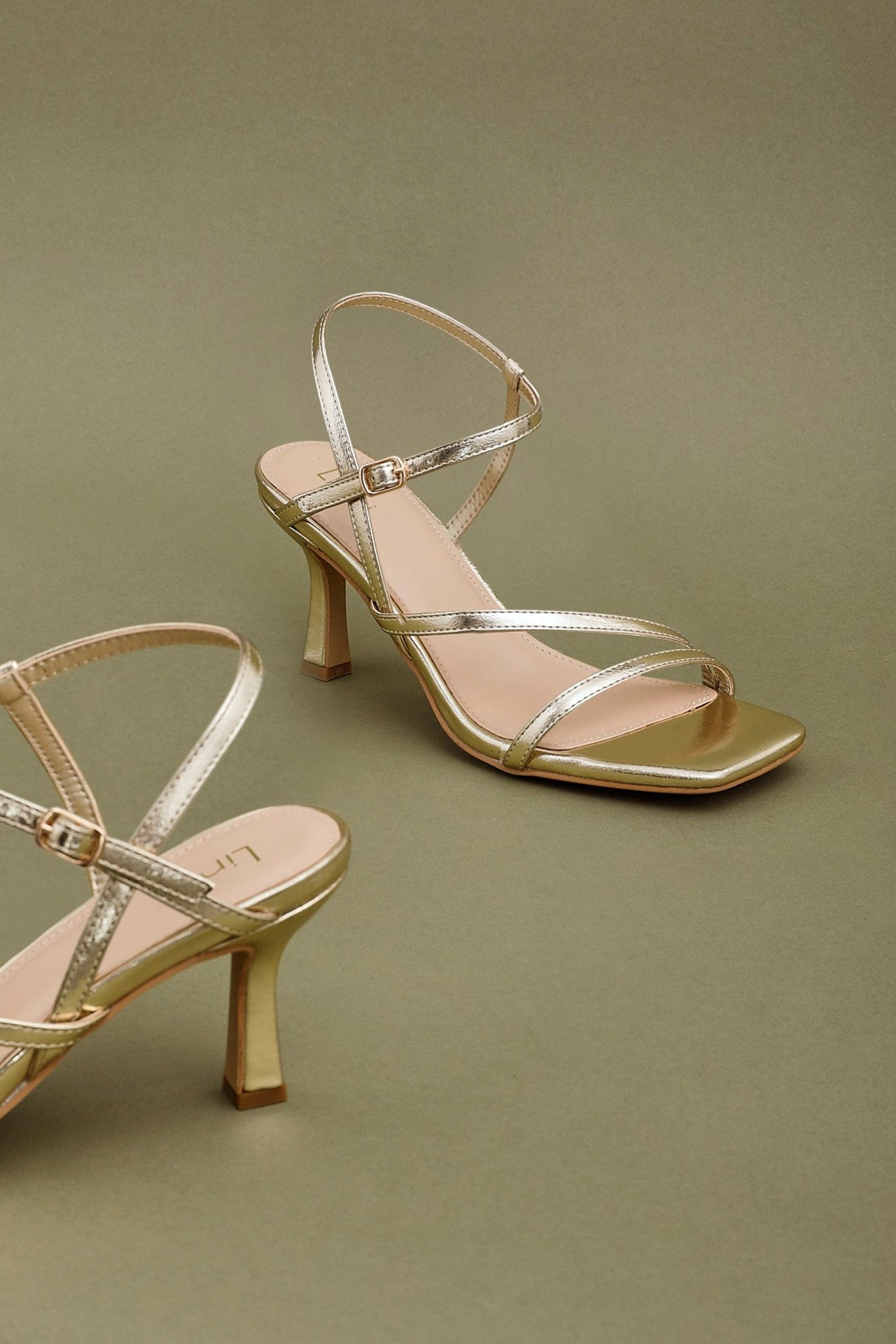 Linzi Nicole Gold Faux Leather Strappy Heels image 2