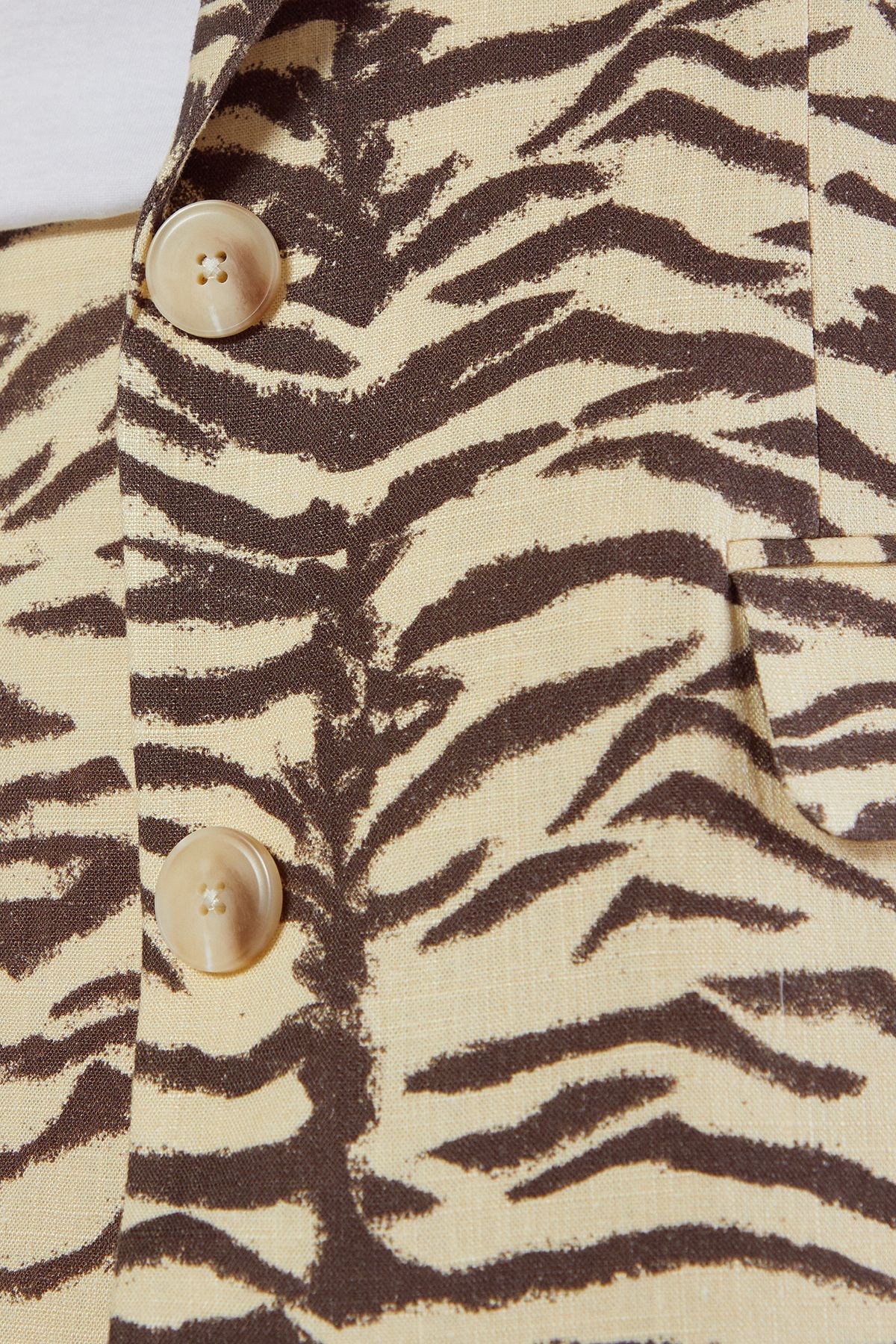 NastyGal Zebra Linen Print Oversized Blazer Butter image 5