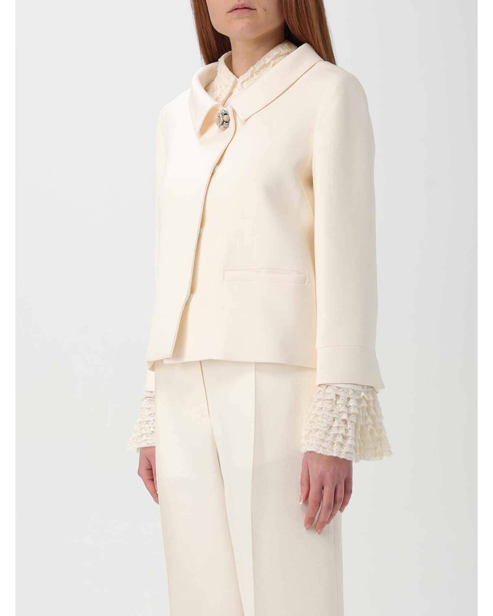 Valentino Cropped Blazer Lace Cuffs Wo - Yellow Cream Jackets image 4