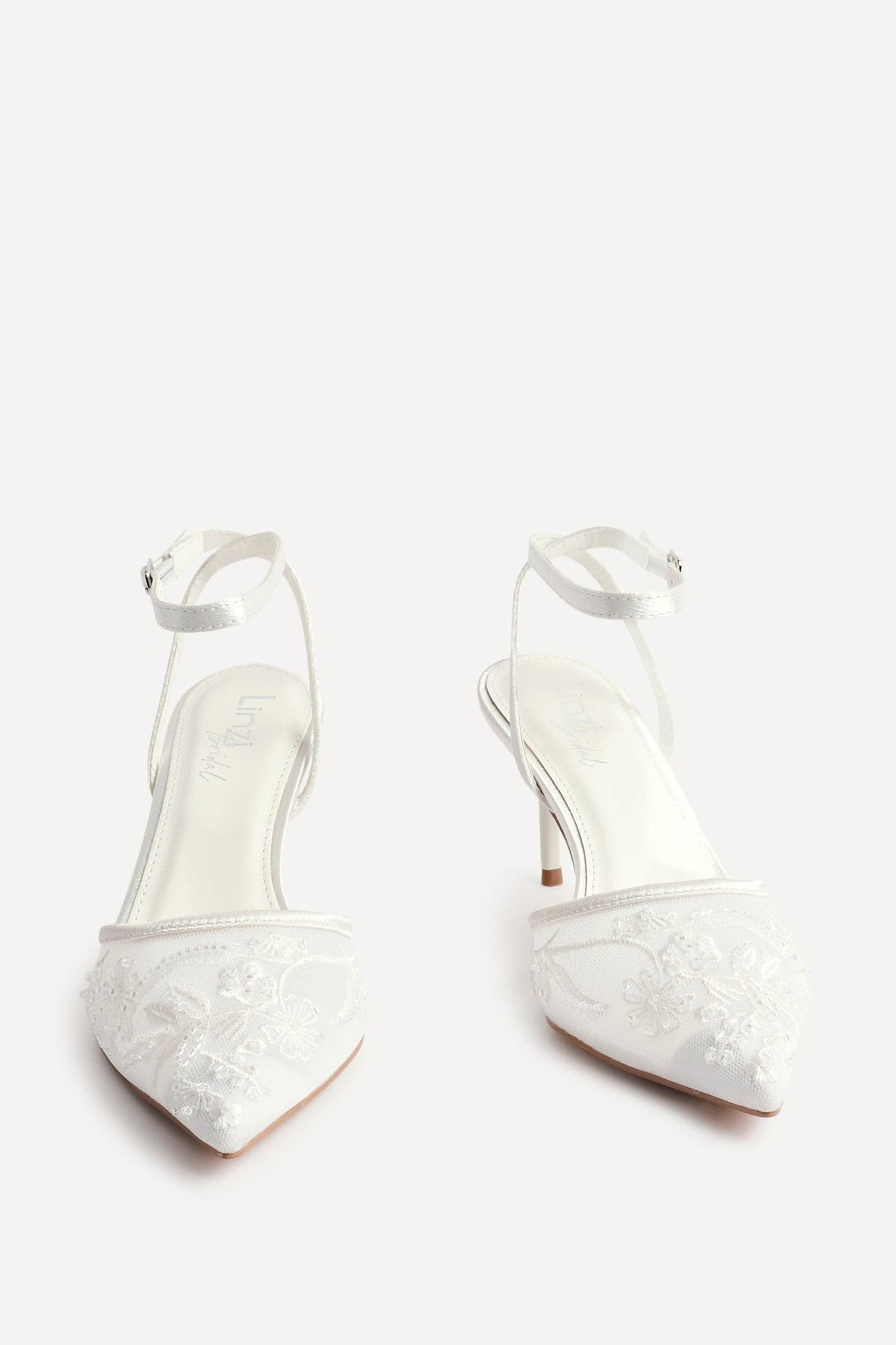 Linzi Serenade Bridal Ivory Satin Beaded Mesh Court Heels image 4