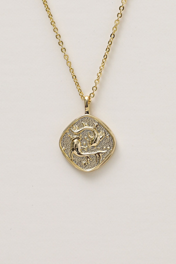 Jon Richard Gold Plated Molten Horoscope Pendant - Pisces