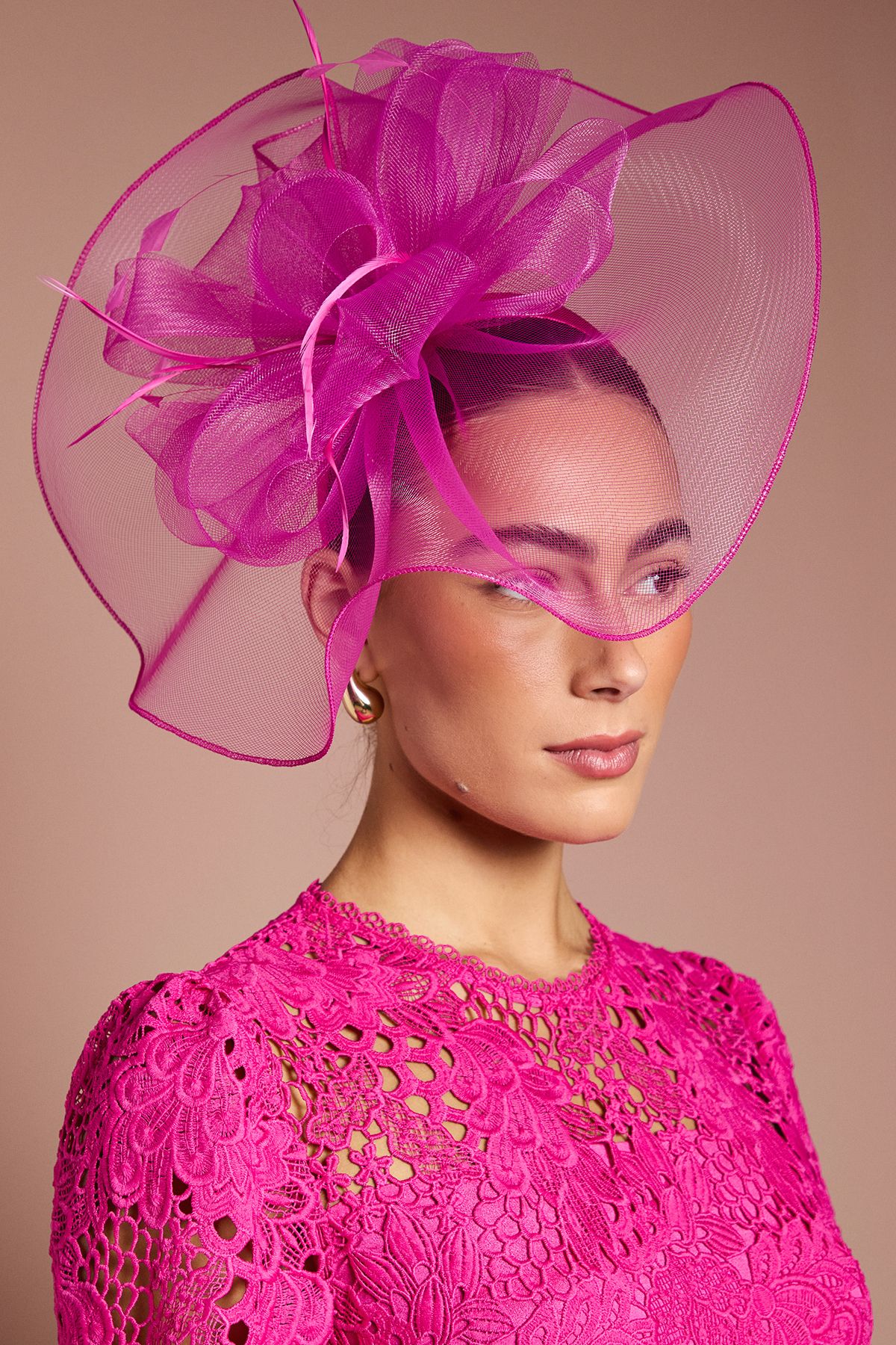 Coast Structured Mesh Bow Flat Fascinator Magenta image 1