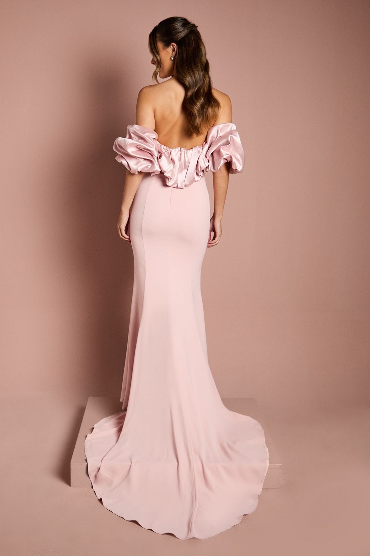 Coast Puff Sleeve Bardot Fishtail Maxi Dress Pink image 3