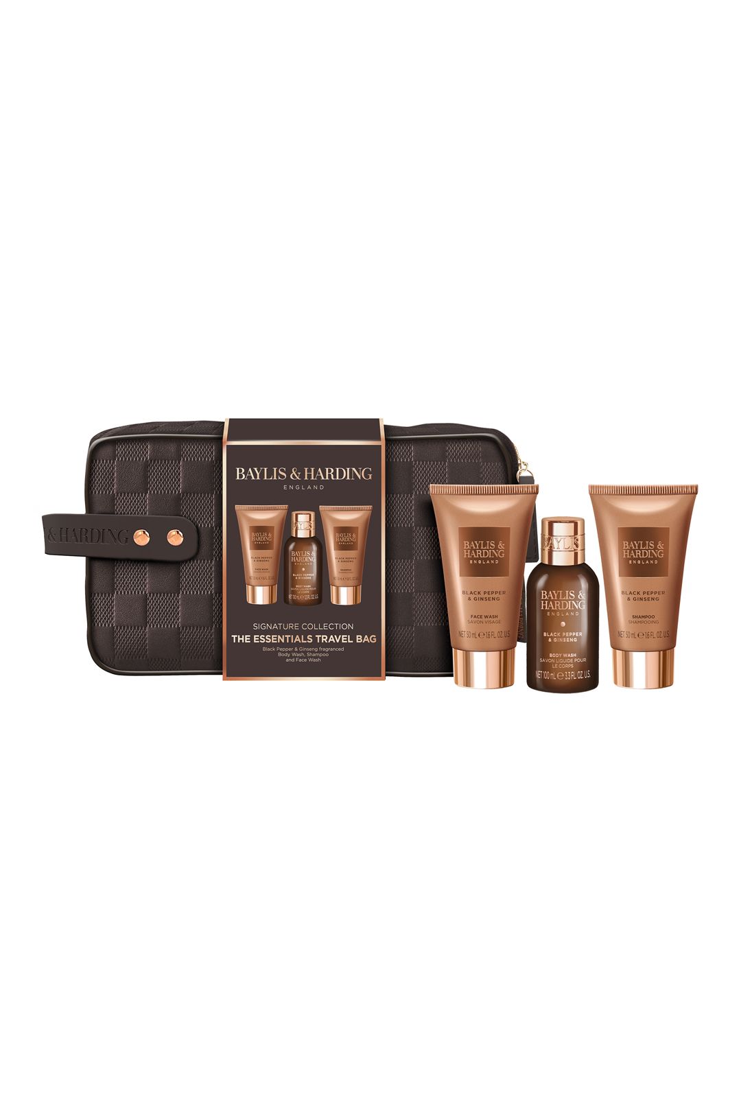 Baylis & Harding Black Pepper & Ginseng Men's The Essentials Travel Wash Bag Gift Set Multi image 3