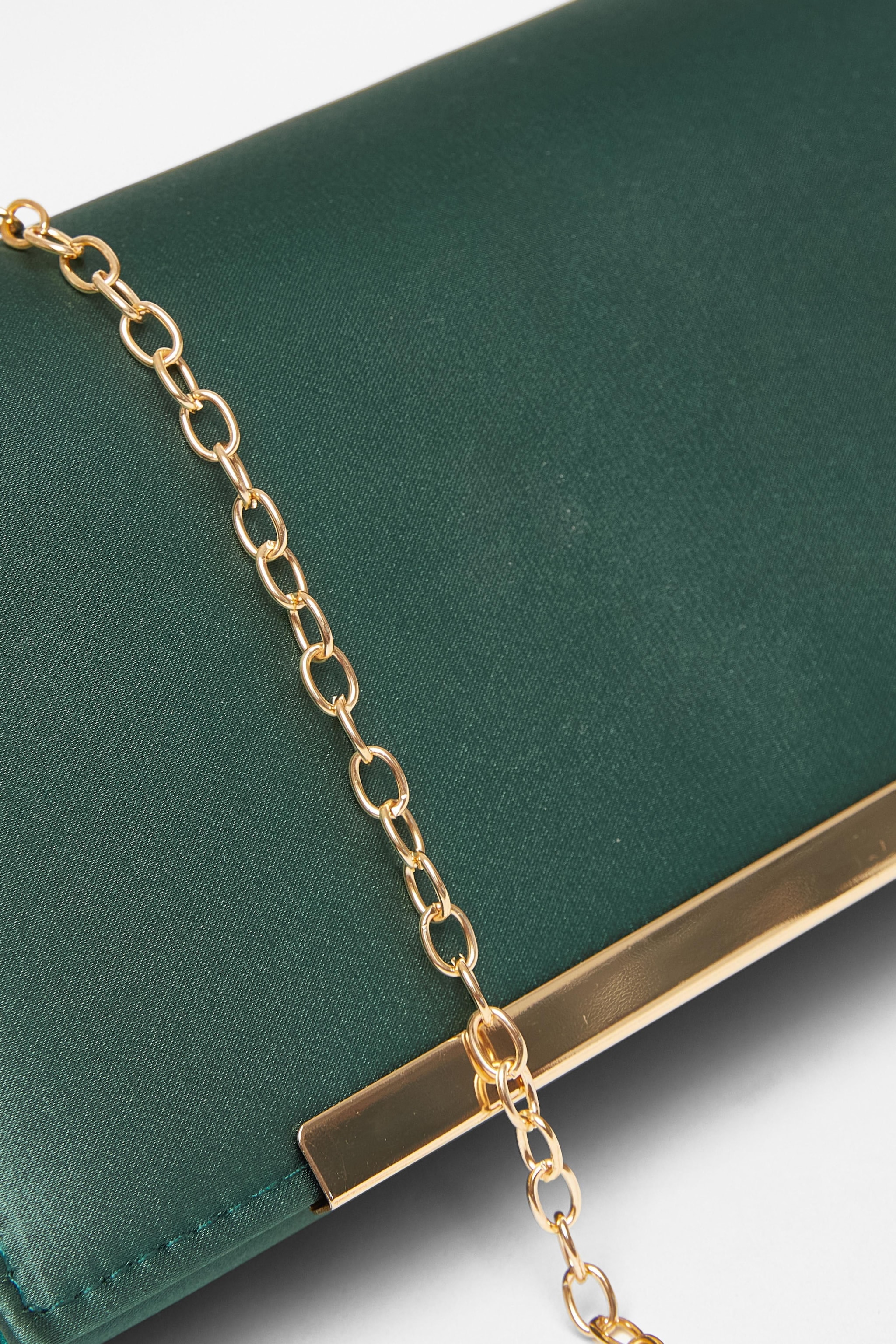 Quiz Green Satin Long Clutch Bag image 5