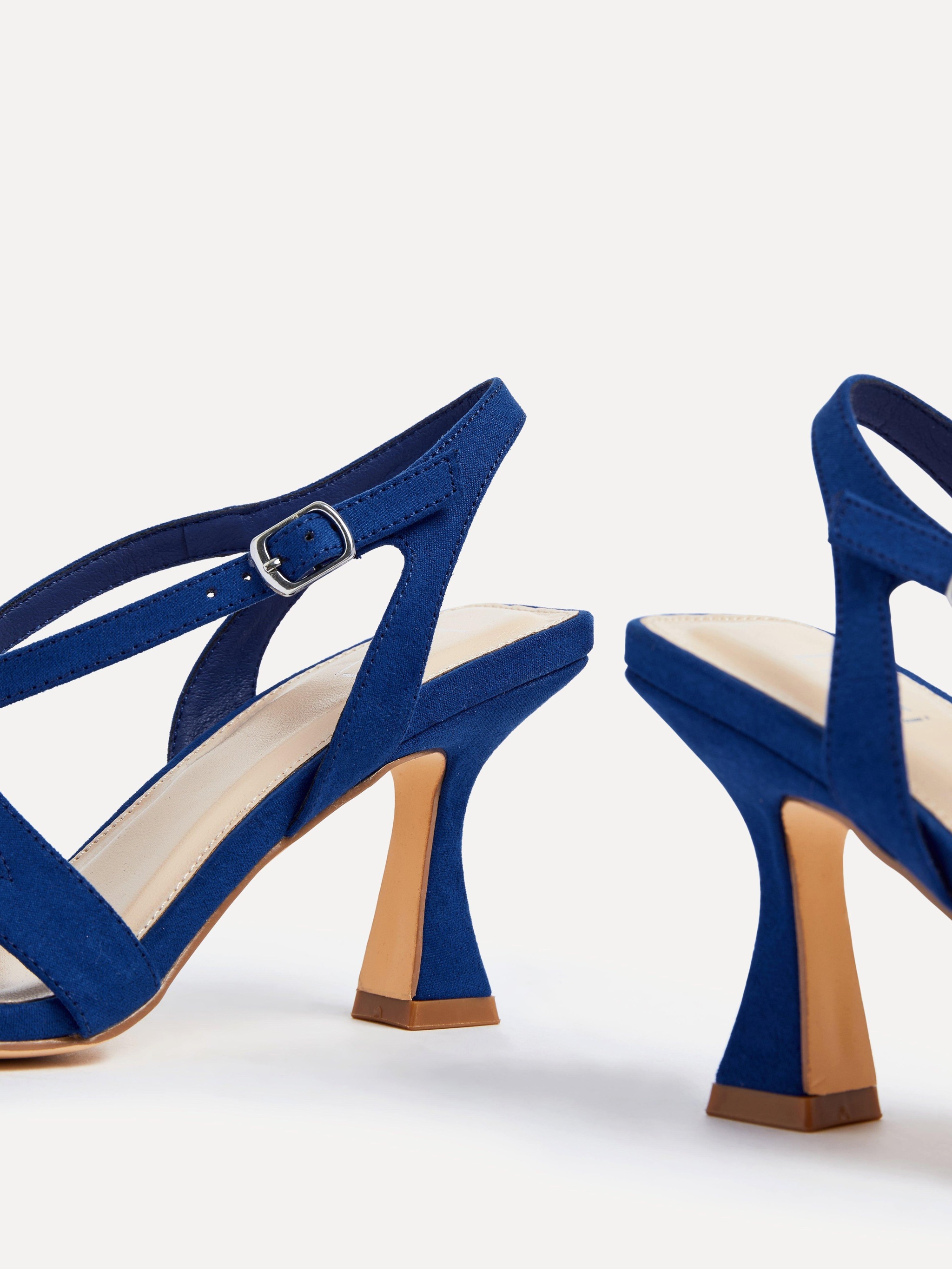 Linzi Blue Liberty Cobalt Blue Faux Suede Square Toe Caged Heel PLT