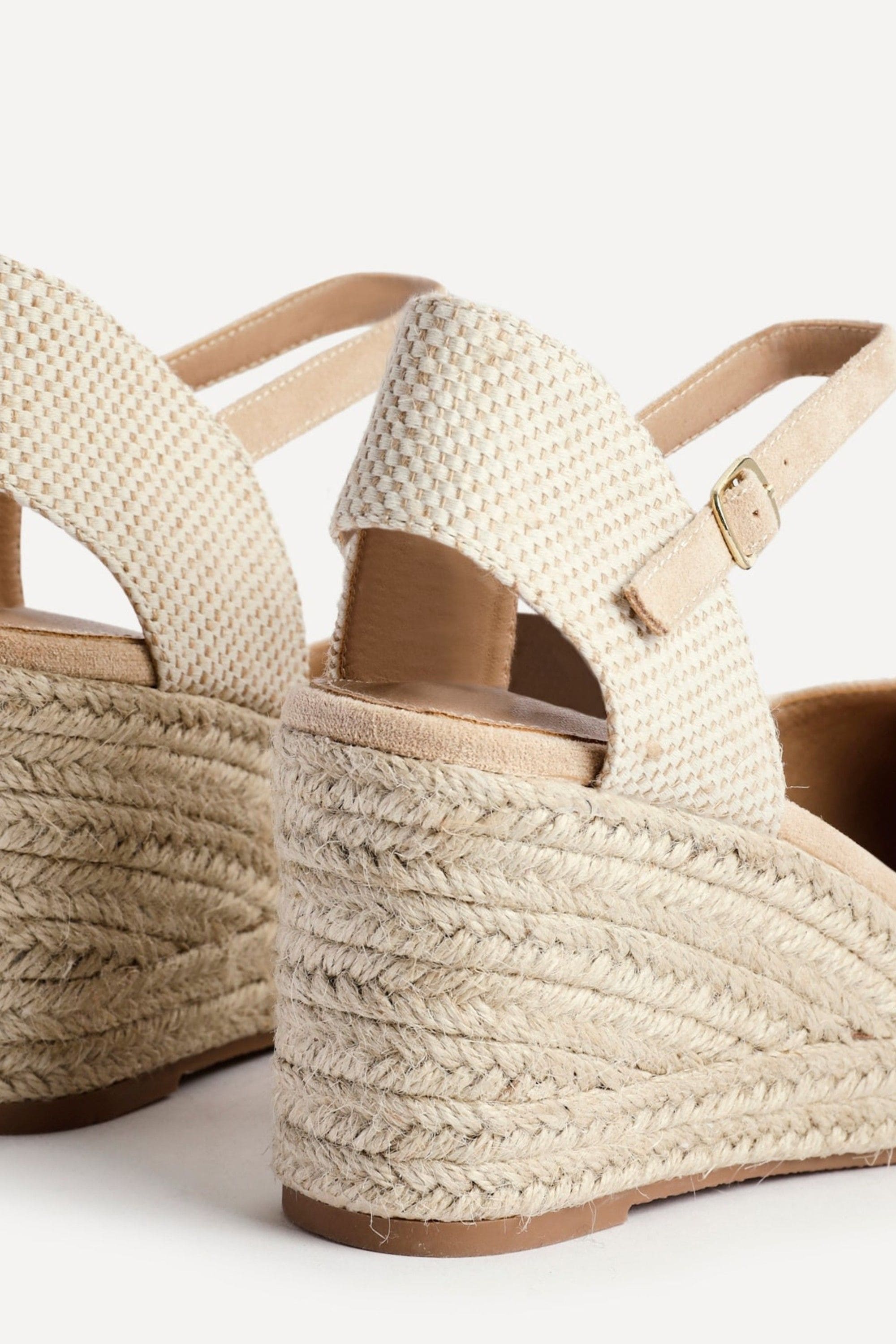 Linzi Present Beige Faux Suede Closed-Toe And Open Back Espadrille Wedge image 4