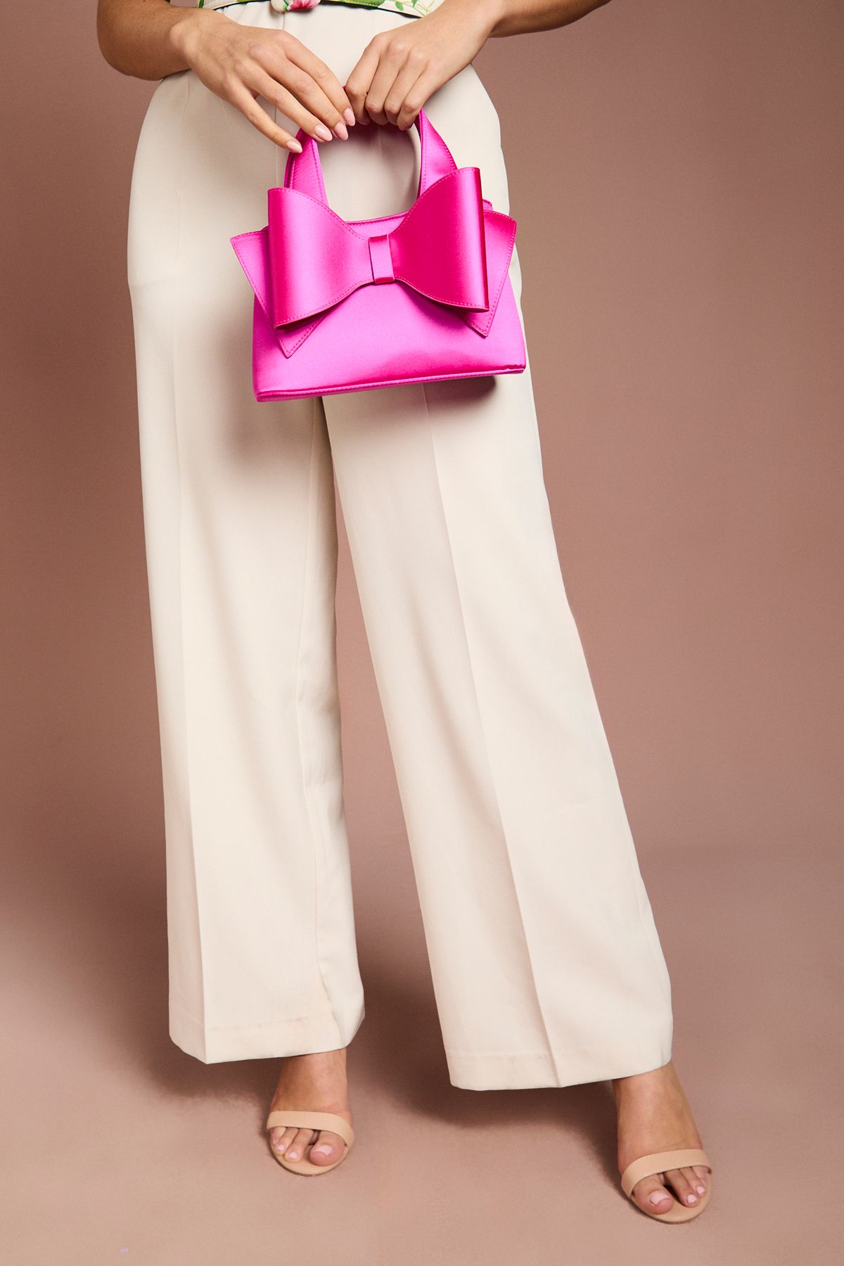 Coast Olivia Satin Bow Detail Grab Bag With Crossbody Strap Magenta image 2