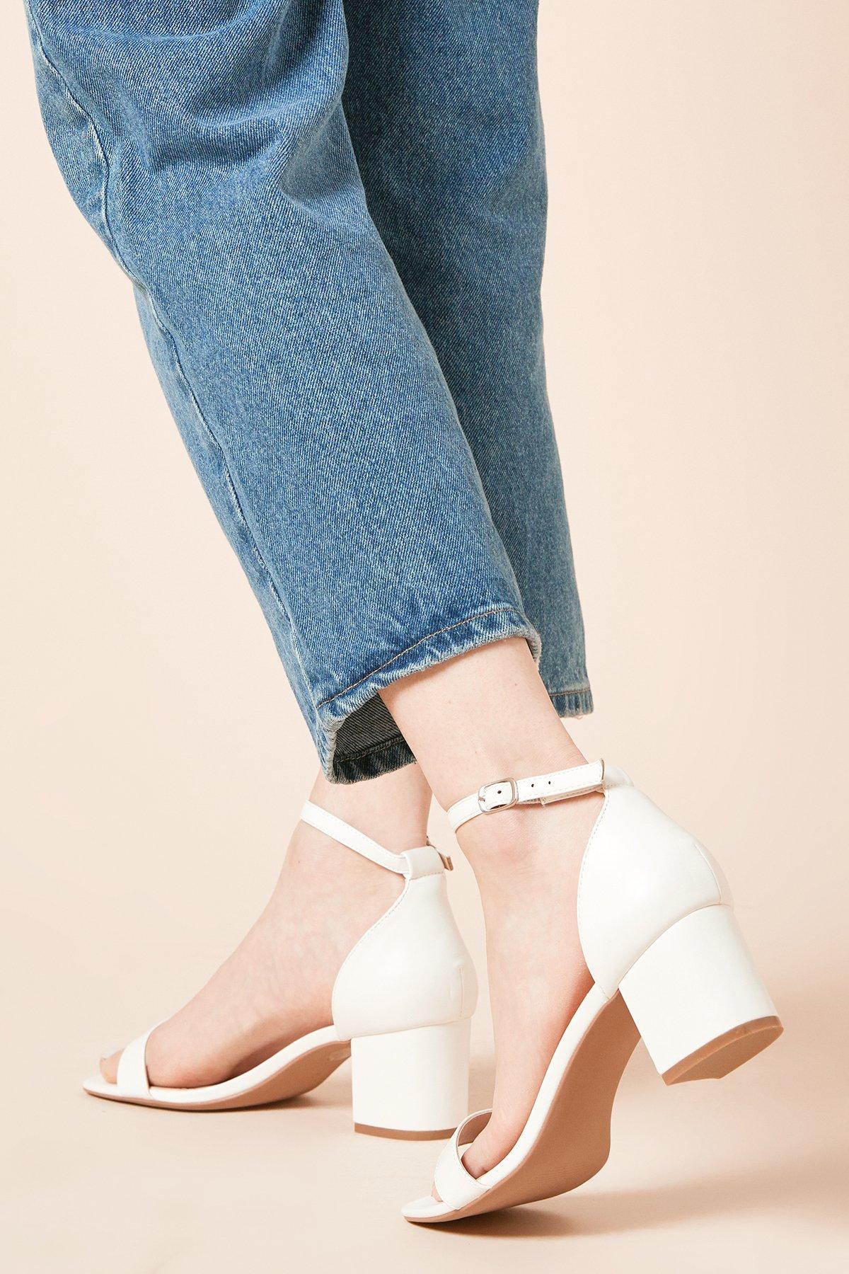 Dorothy Perkins Sammy Barely There Low Block Heel Sandals White image 4
