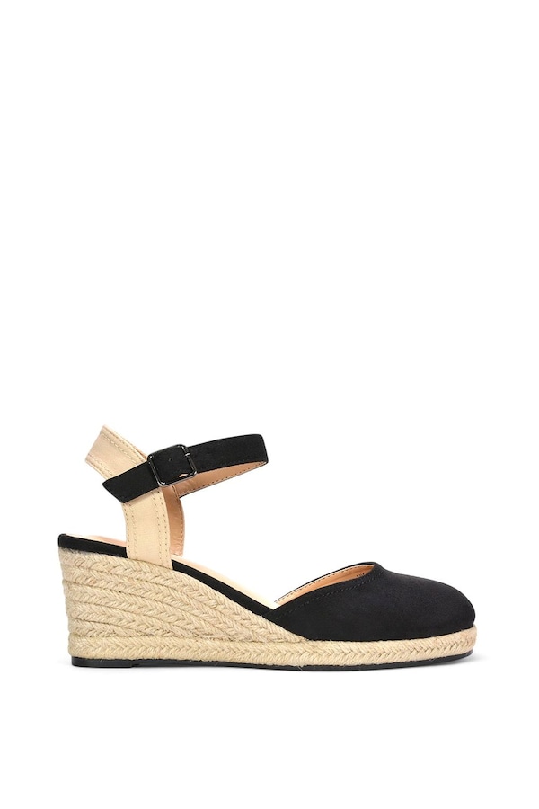 XY London 'Joey' Closed Toe Ankle Strap Espadrille Wedge Platform Shoes