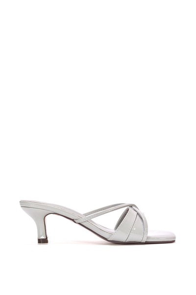 XY London 'Claudia' Mid Heeled Sandal Slip On Mules With Square Toe