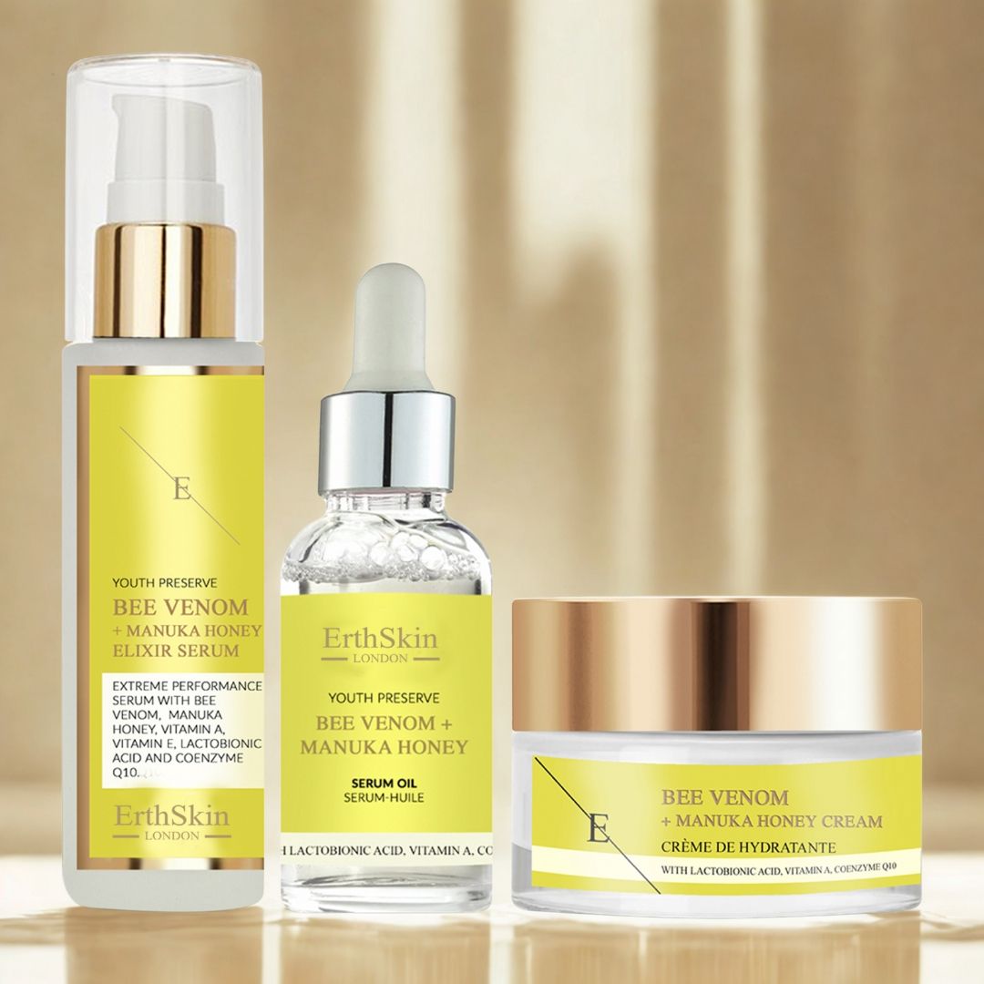 Erth Skin London Bee Venom Honey Glow Revival Set Cream 50ml, Serum 60ml & Serum Oil 30ml image 3