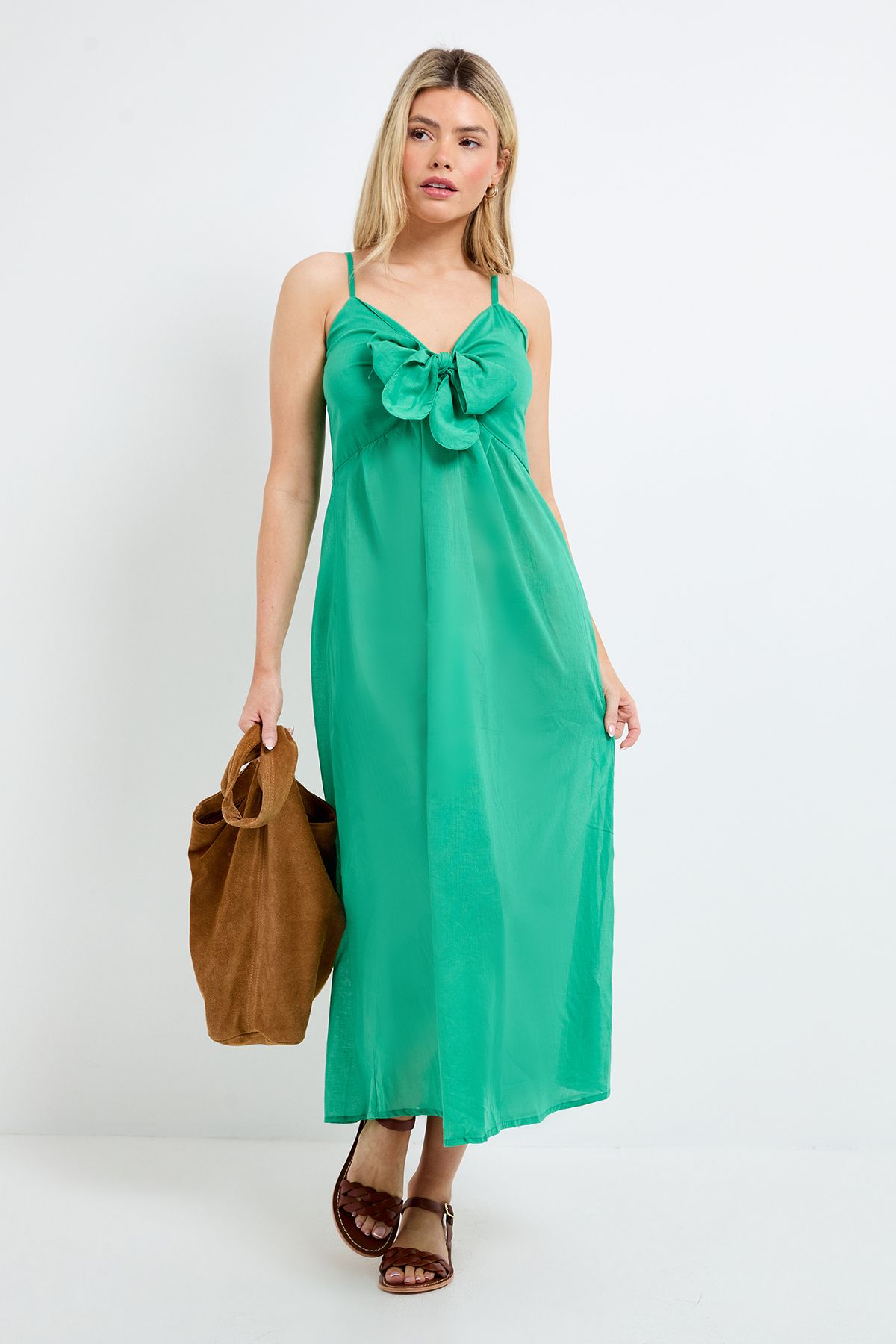 Dorothy Perkins Strappy Maxi Dress With Bow Green