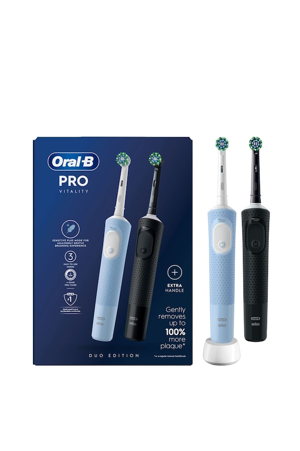 Oral B Vitality Pro Black & Blue Duo Toothbrushes Multi