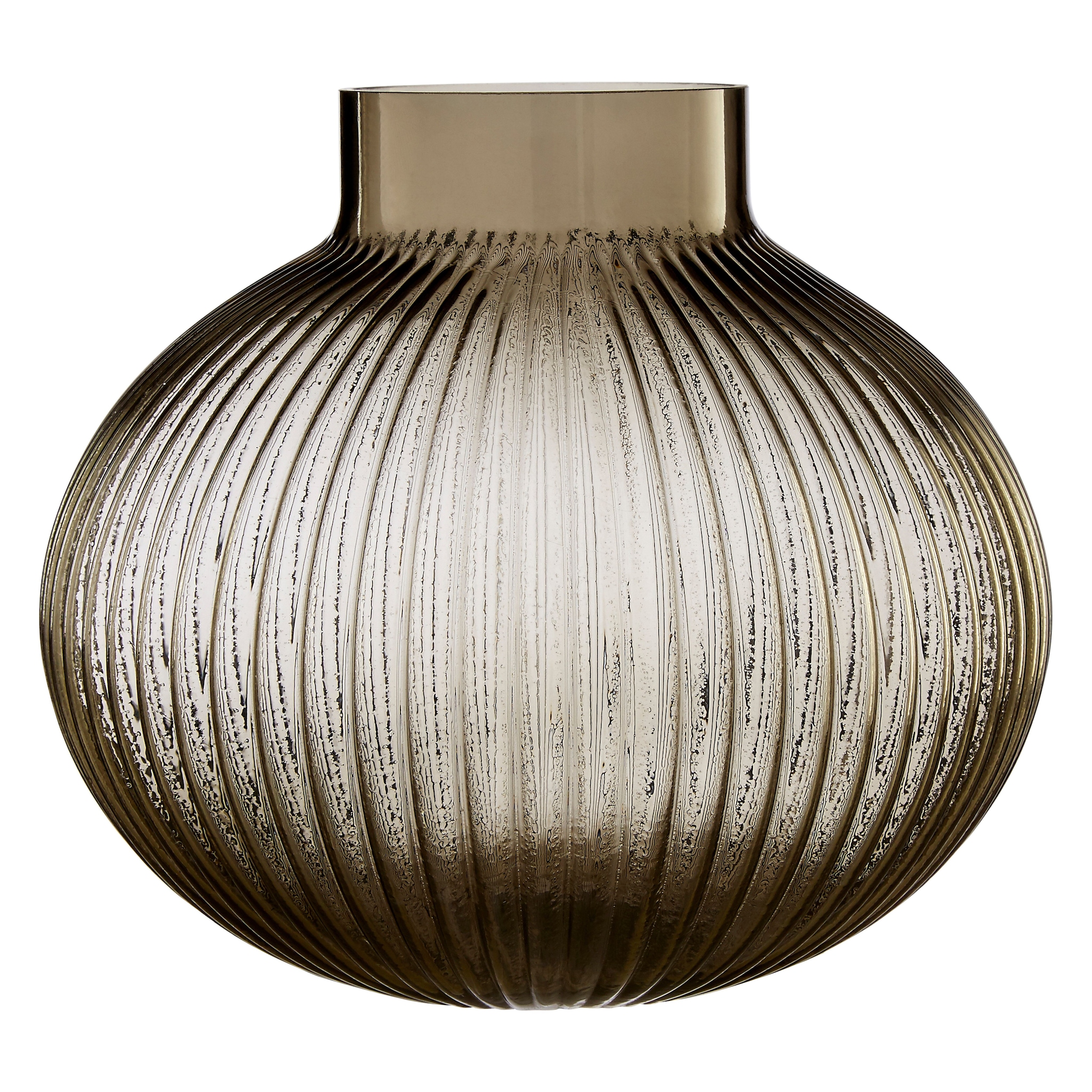 Orsina Large Glass Vase, Textured Vase Tall Glass With Corrugated Spherical Body, Decorative Glassware Vases image 1