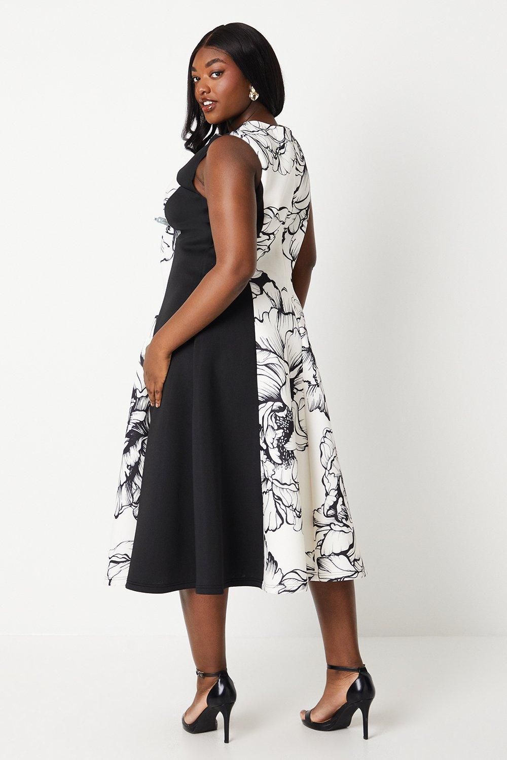 Coast Plus Colour Block Scuba Midi Dress Mono image 3