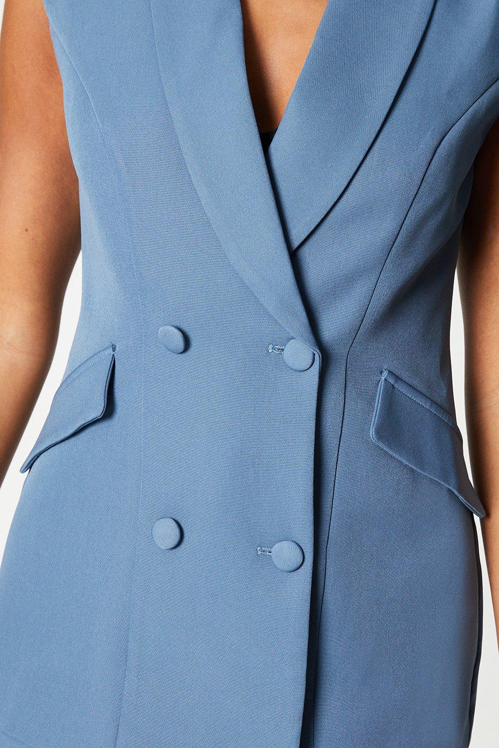 Coast Cap Sleeve Double Breasted Blazer Dusty Blue image 4