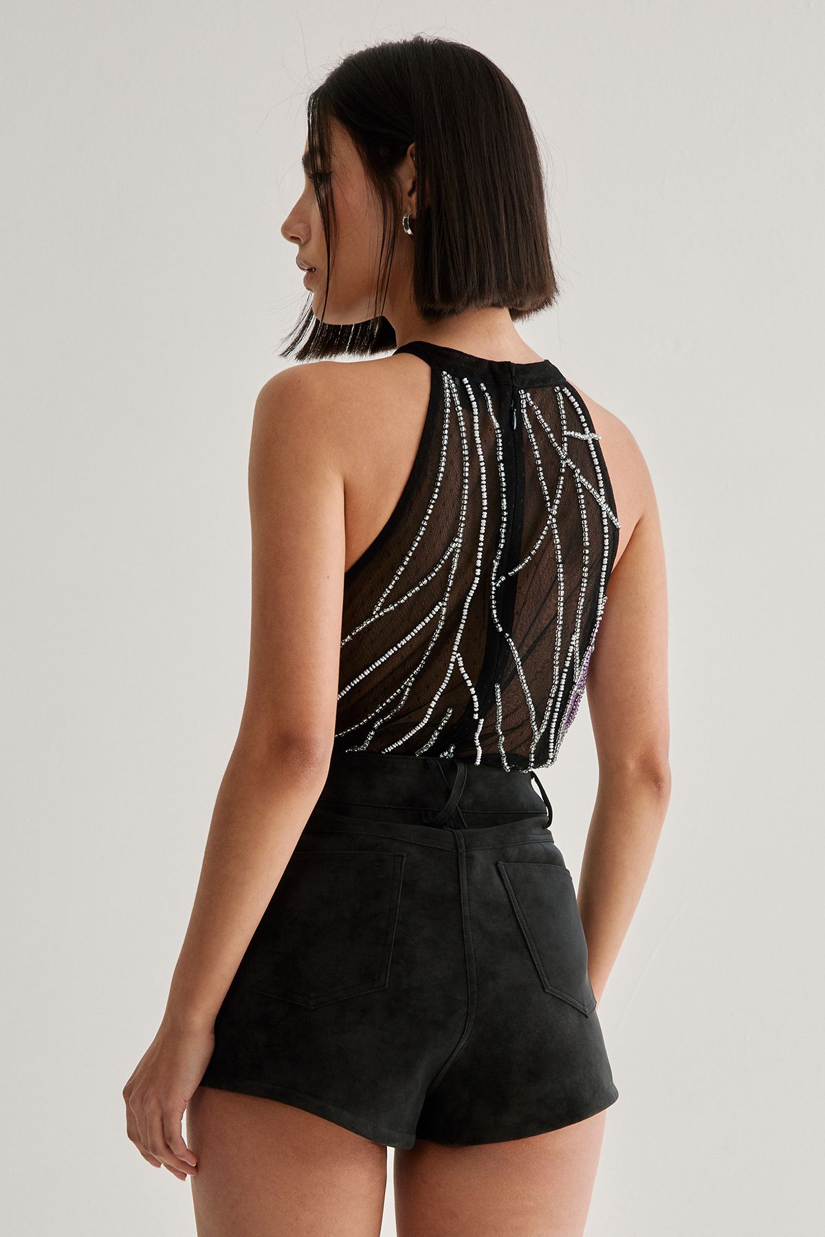 NastyGal Hand Embellished Placement Bodysuit Purple image 4